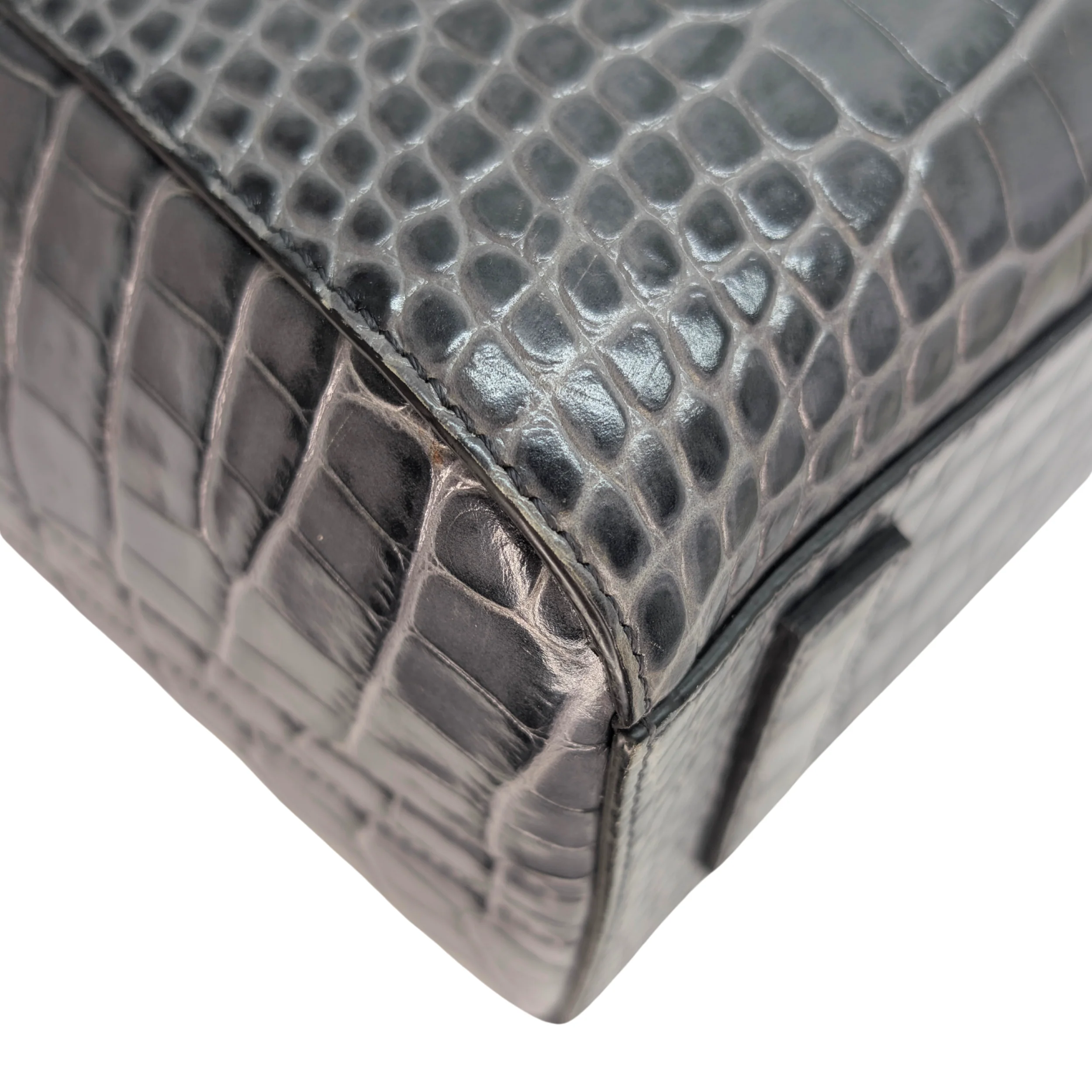 Givenchy Small Antigona Black Crocodile Embossed Bag Storm Grey - Image 8