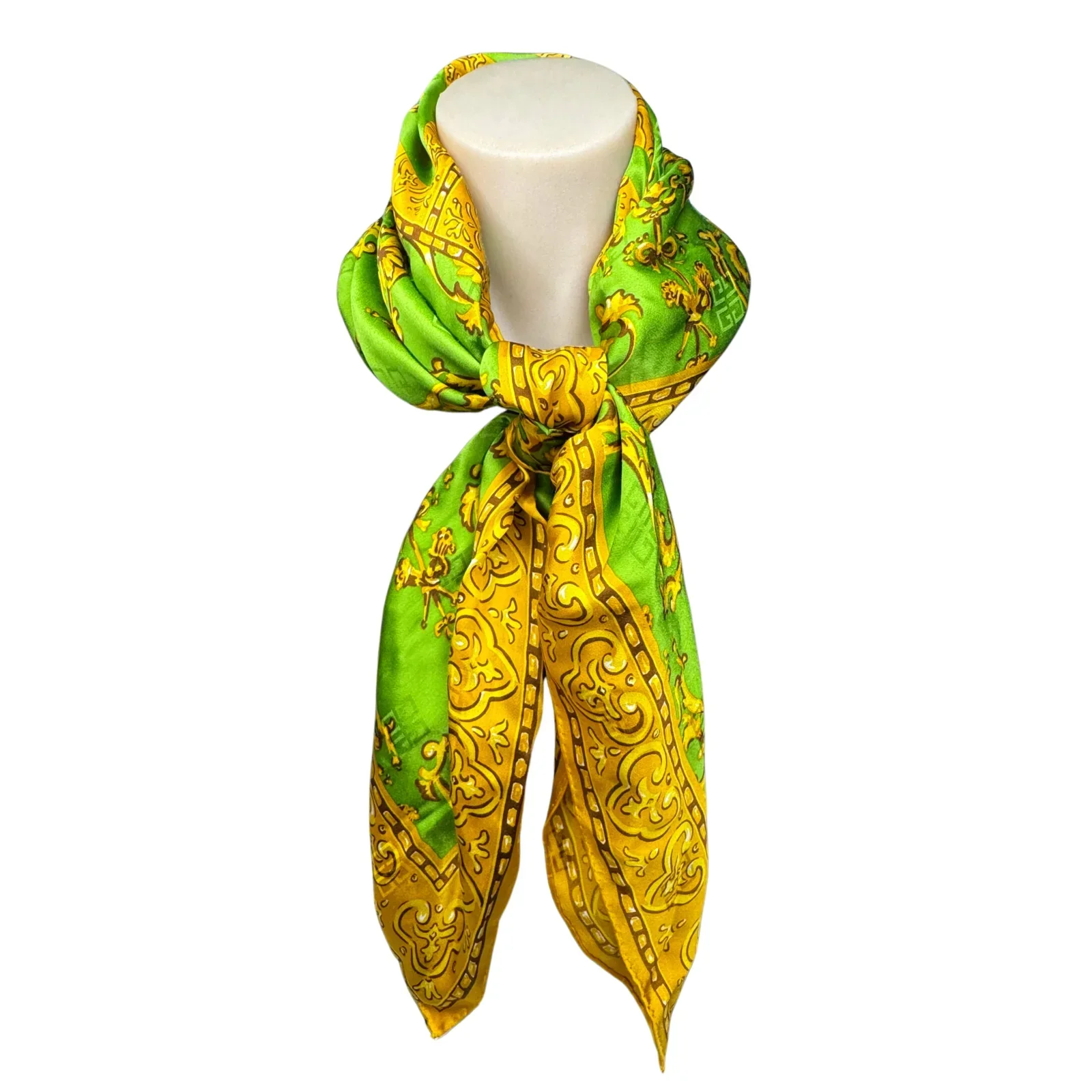 Givenchy Silk Scarf Green & Yellow - Image 4