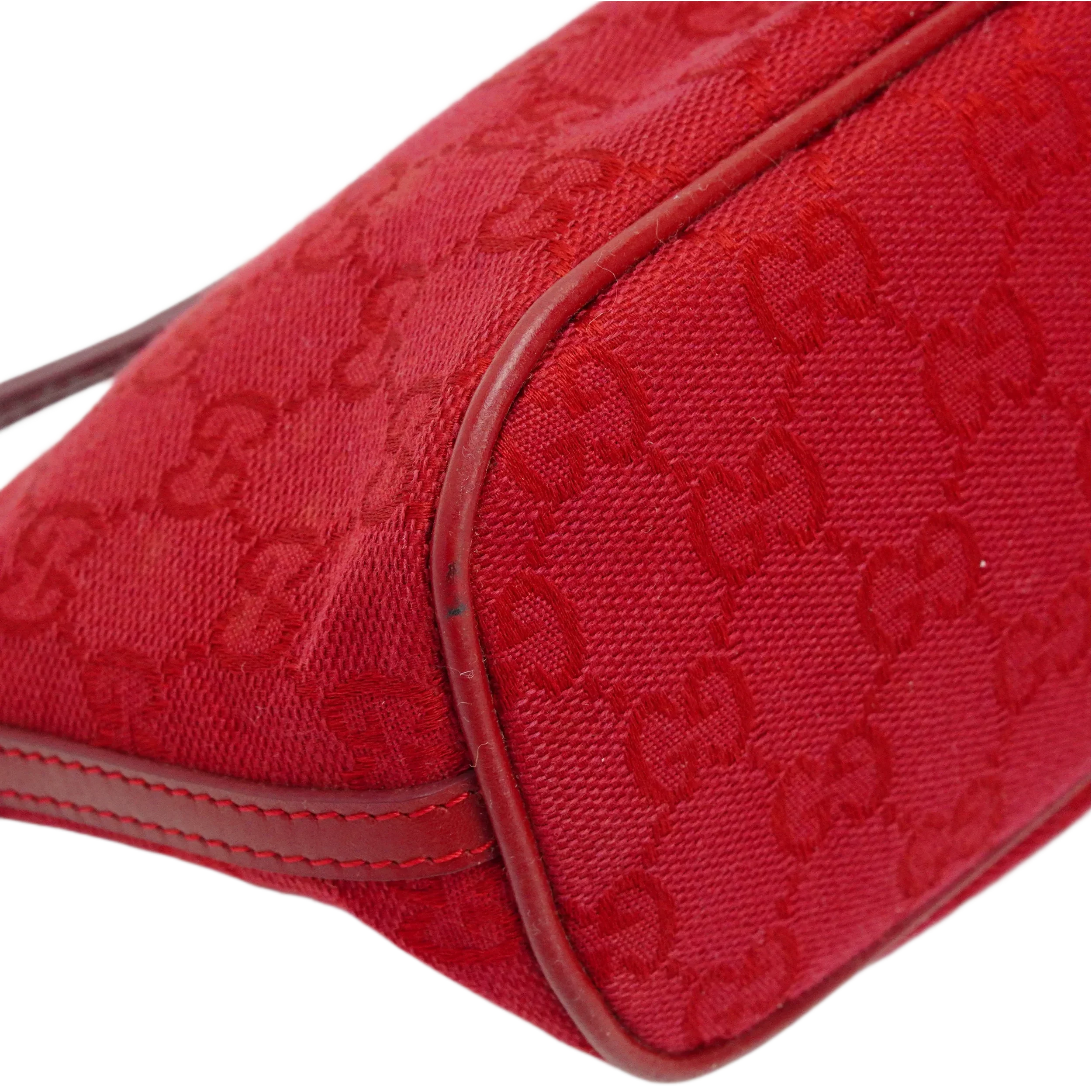 Gucci Cherry Red GG Monogram Boat Pochette Bag - Image 9