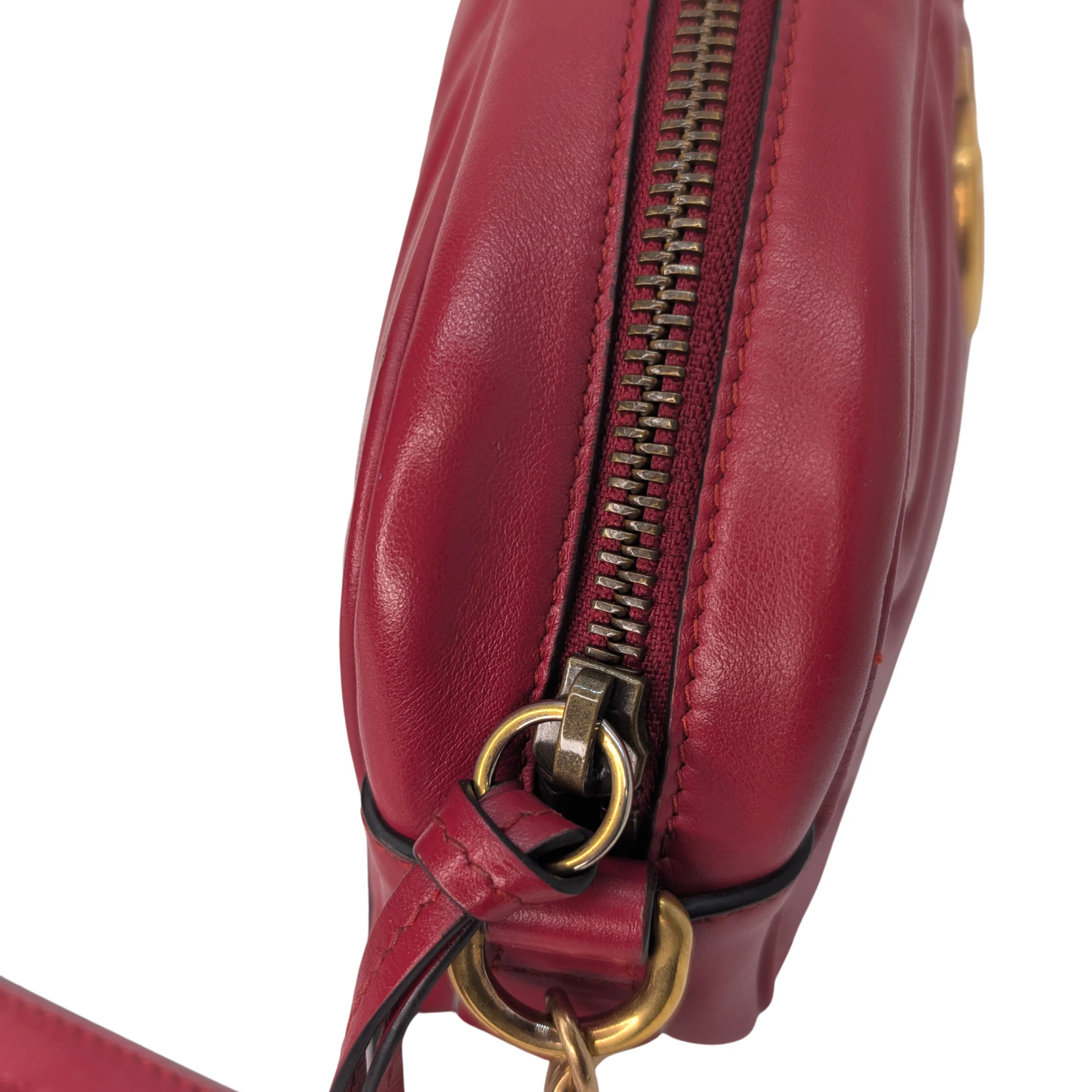 Gucci Mini GG Marmont Chain Shoulder Bag Hibiscus Red - Image 13