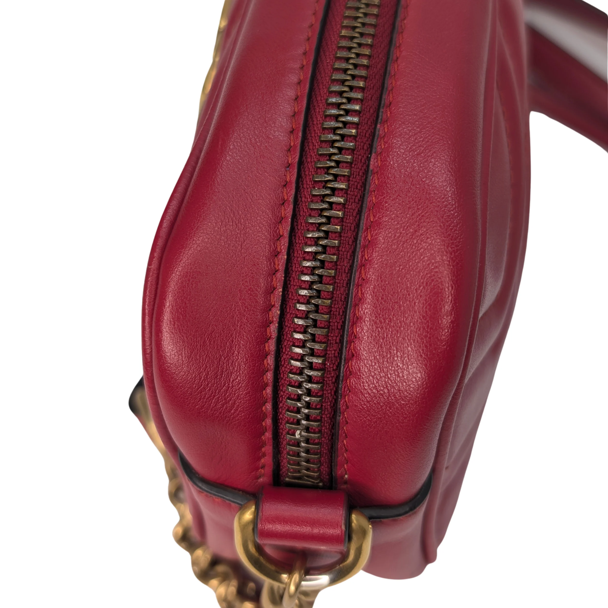 Gucci Mini GG Marmont Chain Shoulder Bag Hibiscus Red - Image 14