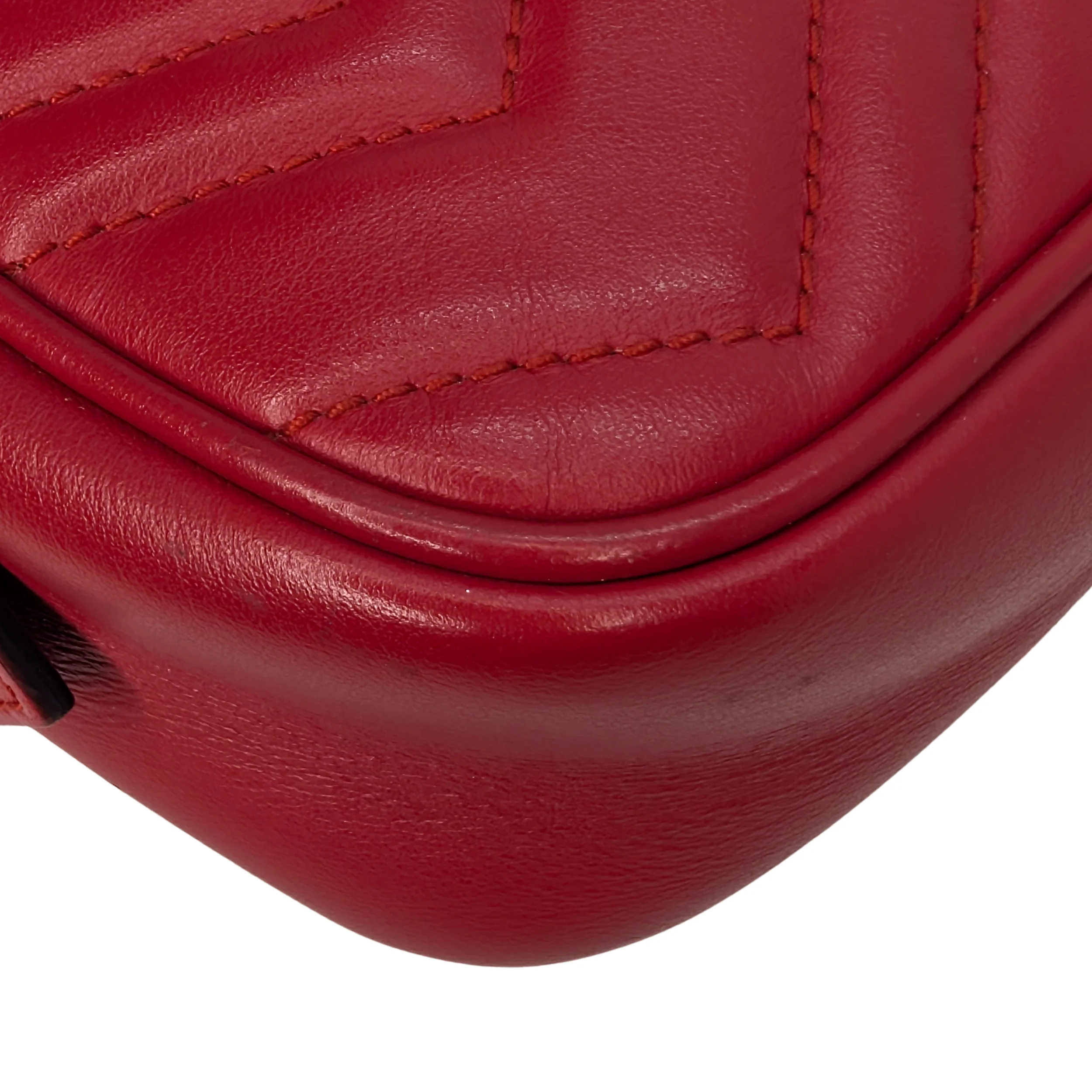 Gucci Mini GG Marmont Chain Shoulder Bag Hibiscus Red - Image 9