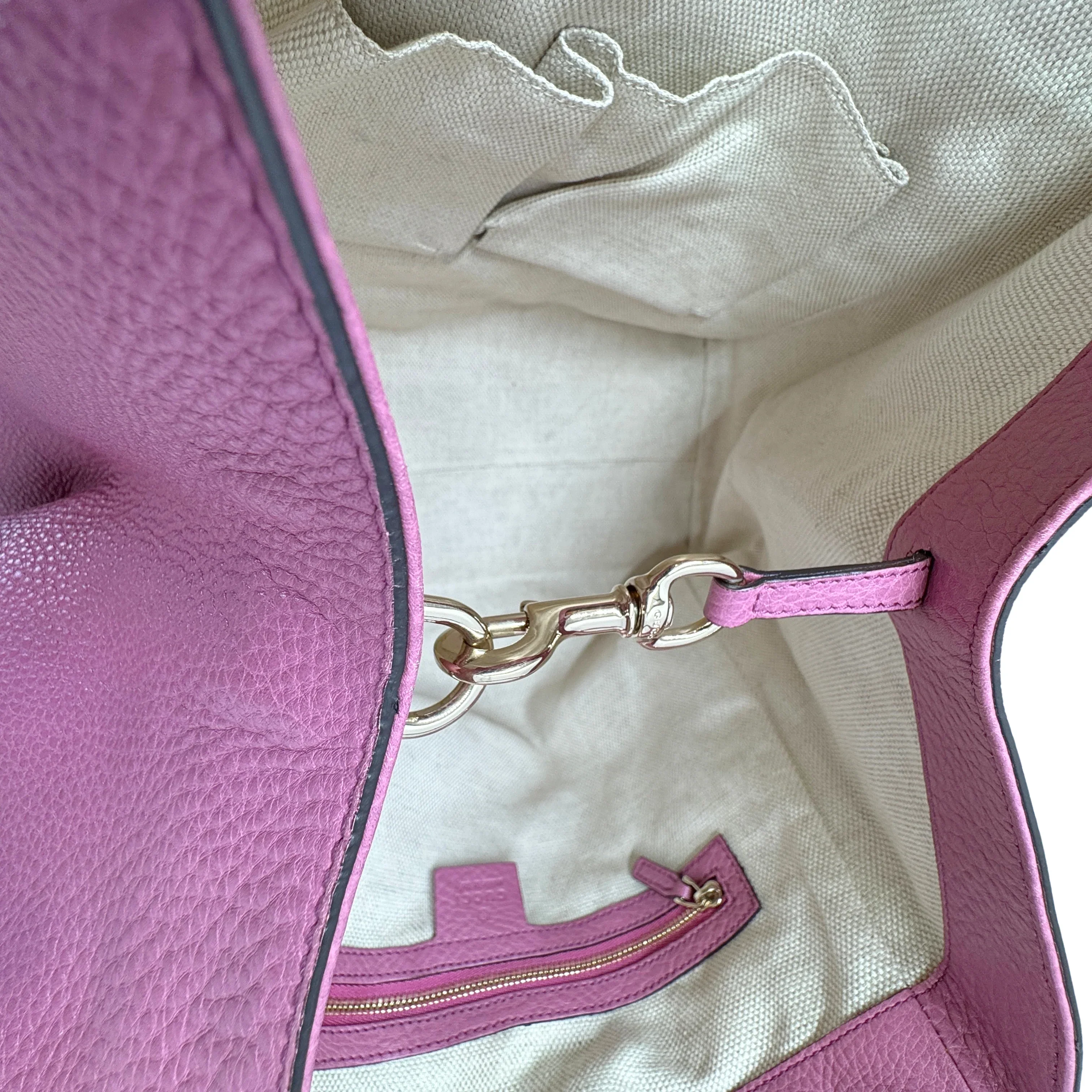 Gucci Pebbled Calfskin Medium Soho Shoulder Bag Fresia Rose - Image 6
