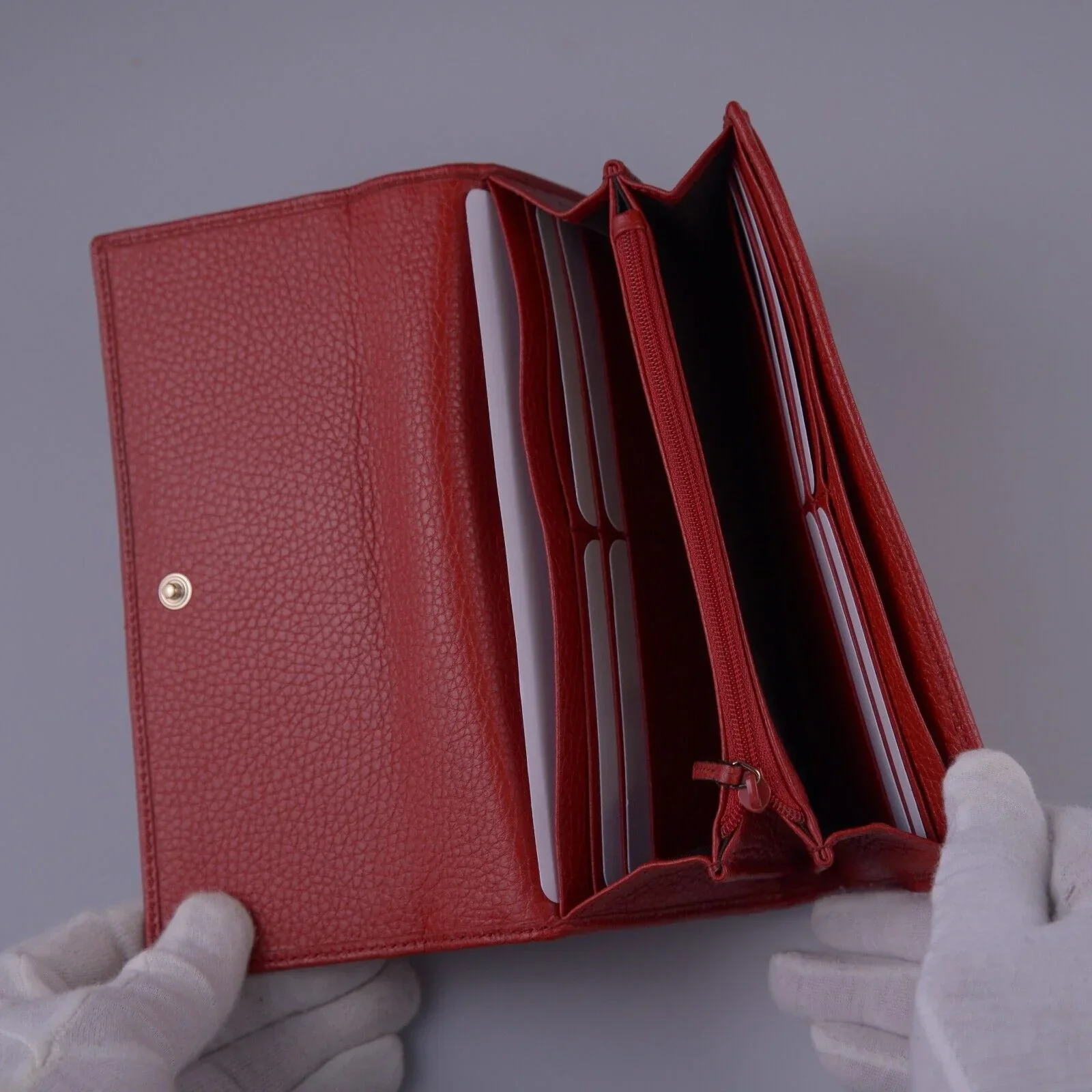 Gucci Soho Pebbled Calfskin Long Continental Wallet Red - Image 11