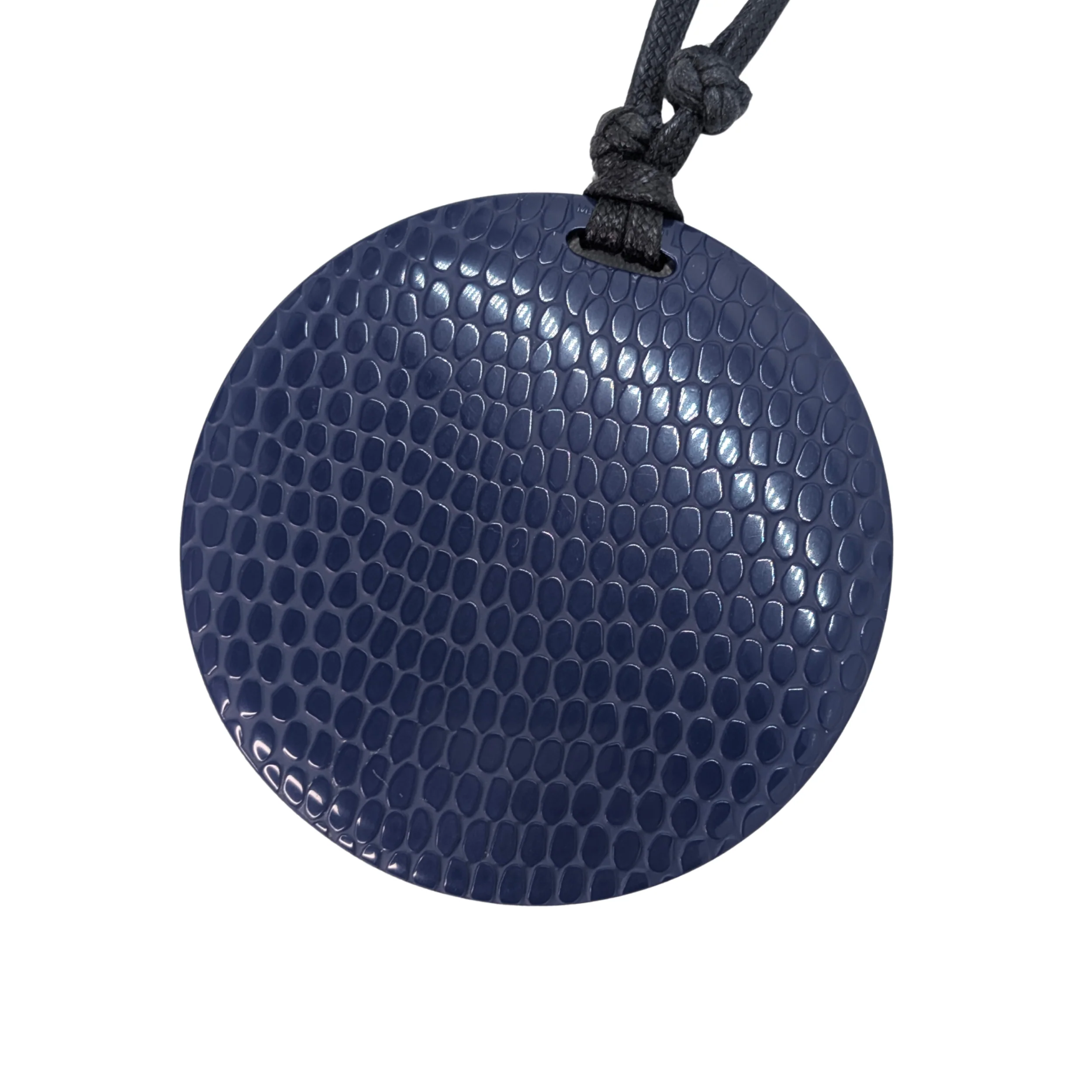 Hermes Lacquer Wood Adjustable Pendant Necklace Blue - Image 3