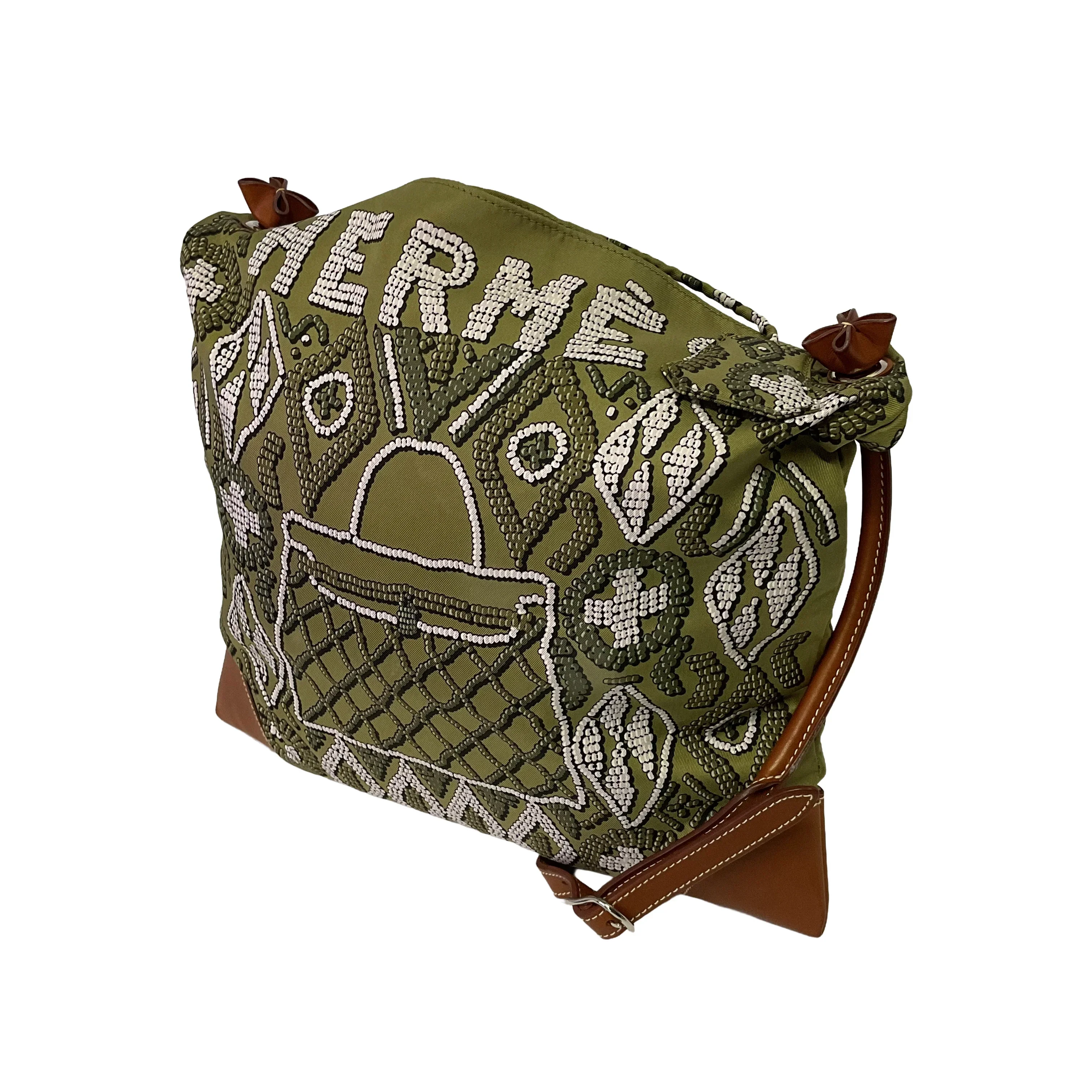 Hermés Silk City Crossbody Bag Green - Image 2