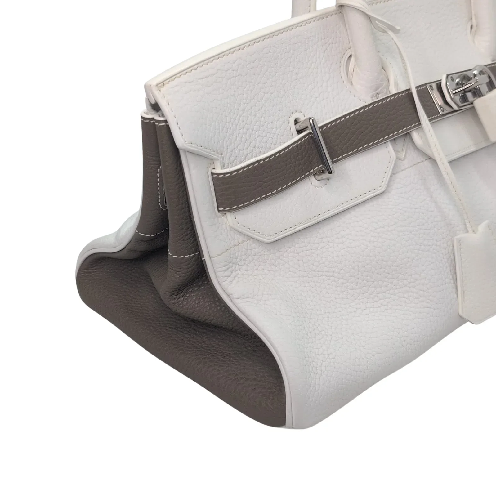 Hermès Birkin Shoulder 42 White Etoupe Clemence Palladium Hardware □J Stamp - Image 12