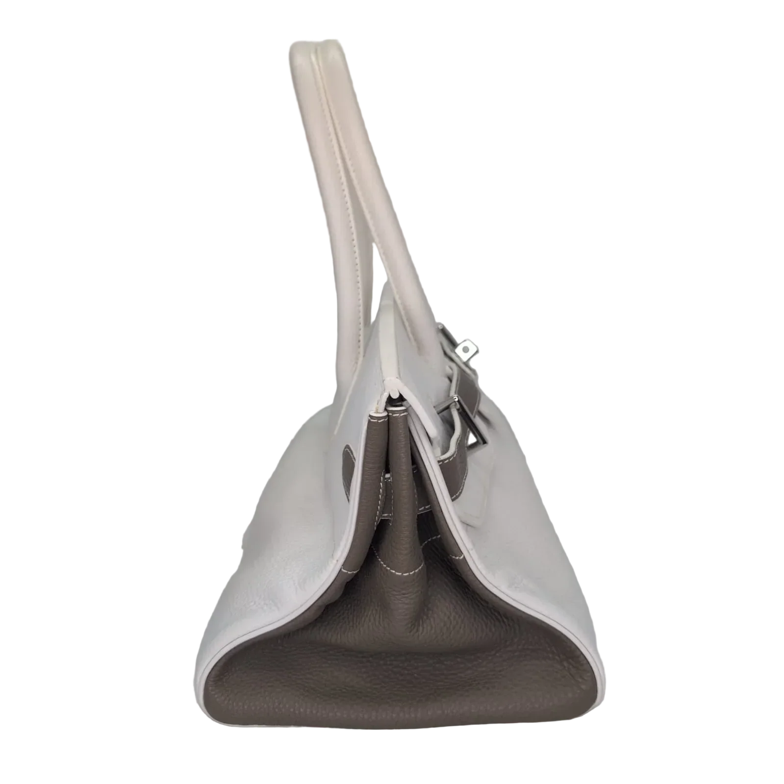 Hermès Birkin Shoulder 42 White Etoupe Clemence Palladium Hardware □J Stamp - Image 5