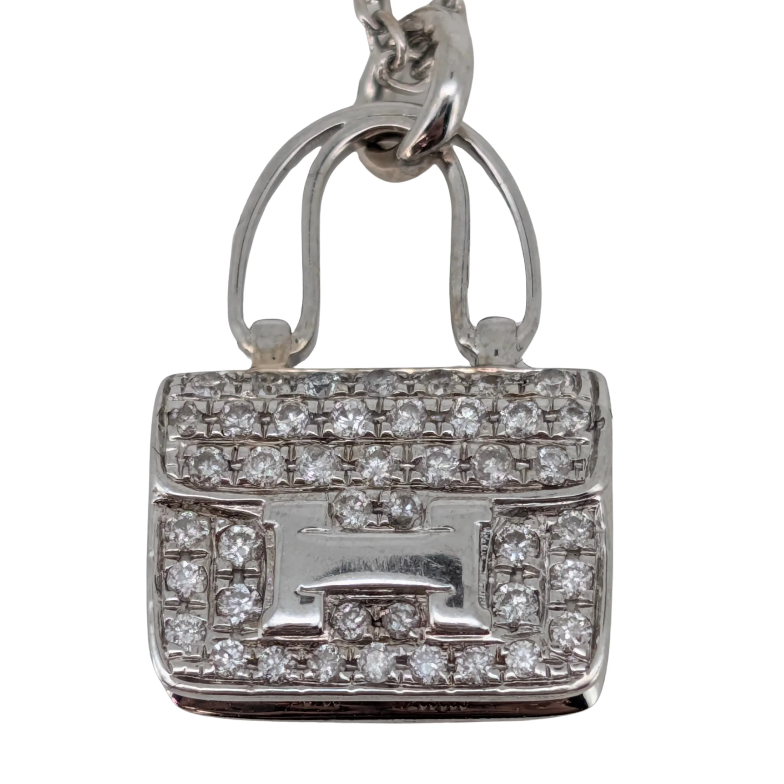 Hermes Constance Amulette Pendant Necklace 18k White Gold With Diamonds - Image 2