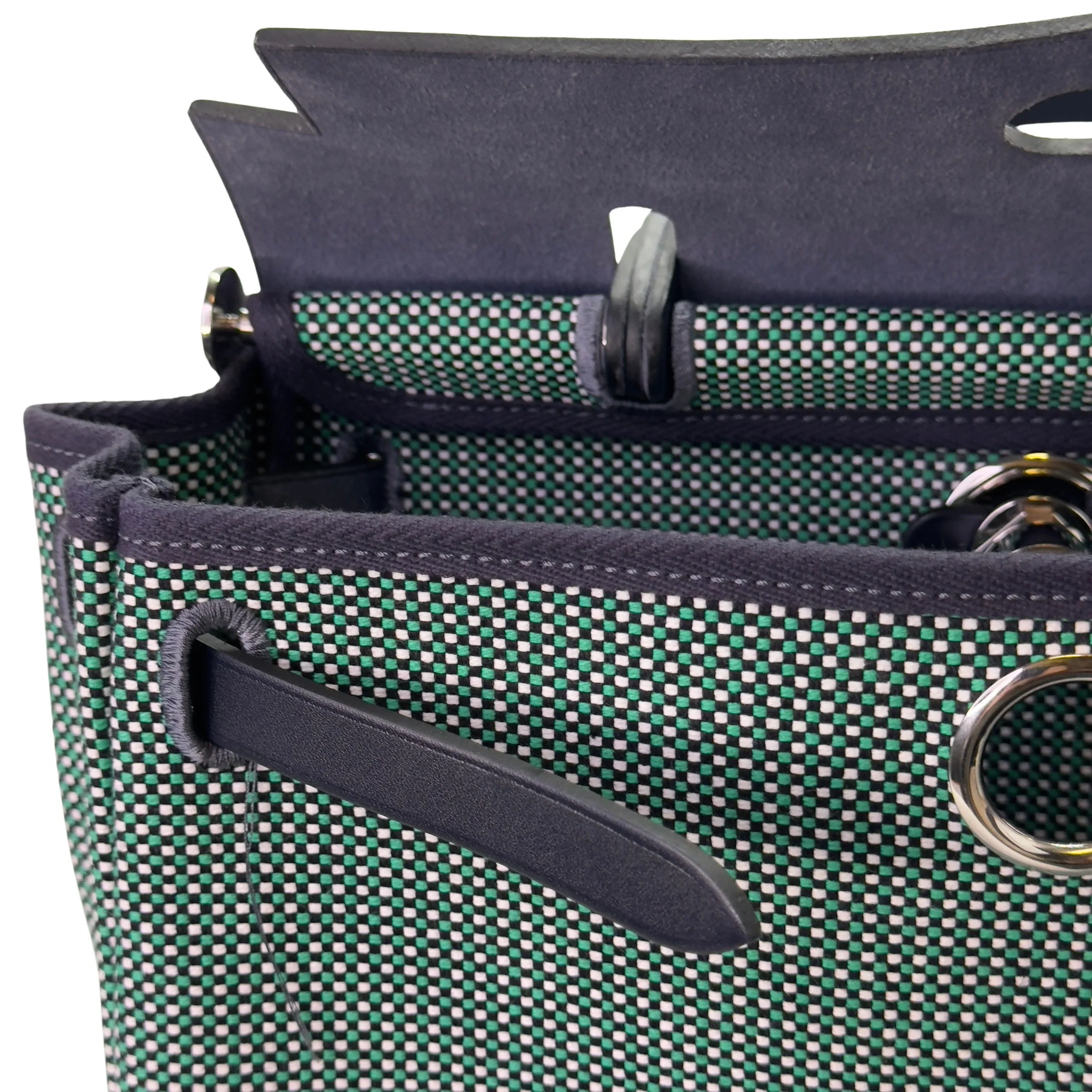 Hermés Herbag Zip 31 Criss Viking Quadrille Dark Green/Navy - Image 7