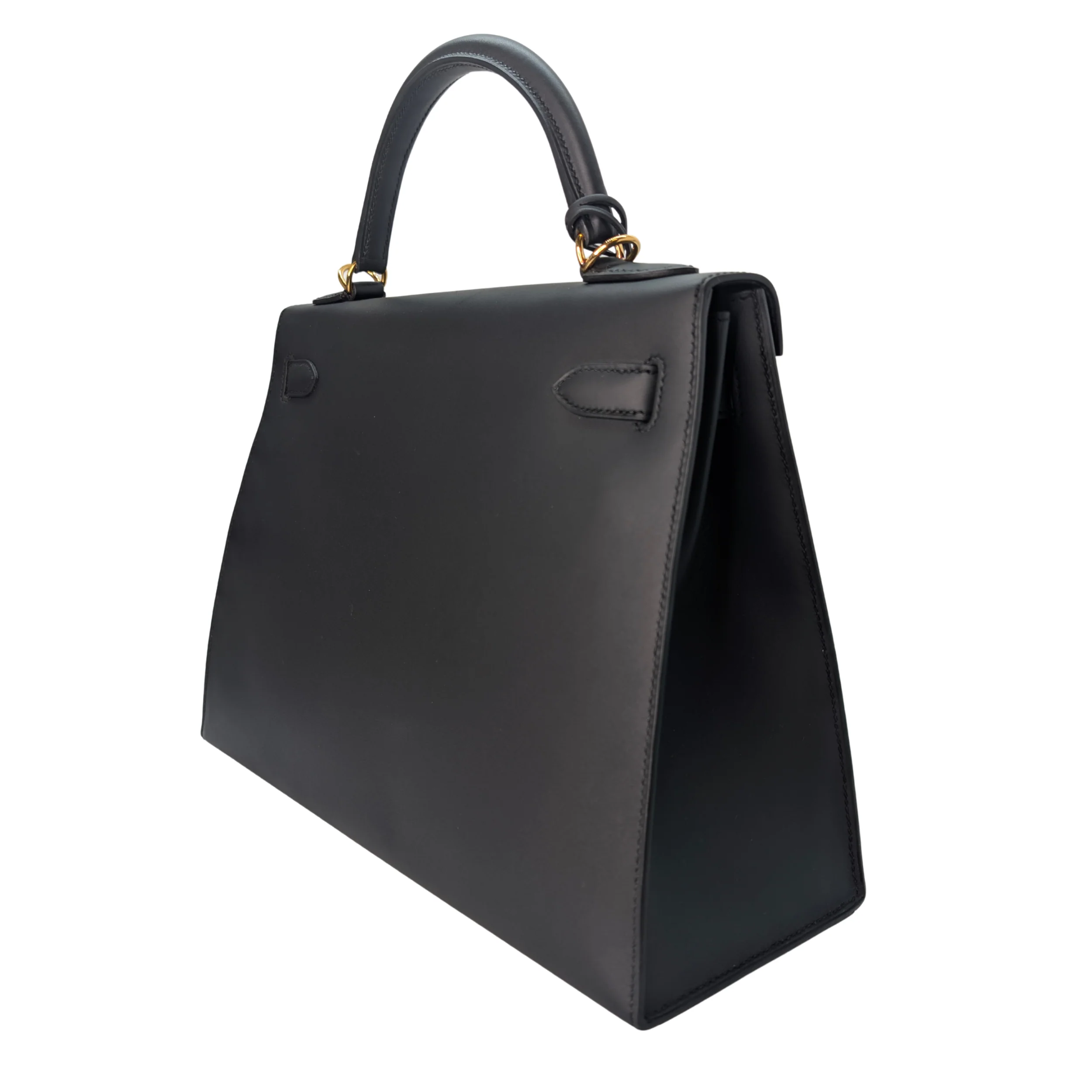 Hermes Kelly 32 Sellier Sombrero Box Leather GHW Matte Black X Stamp - Image 8