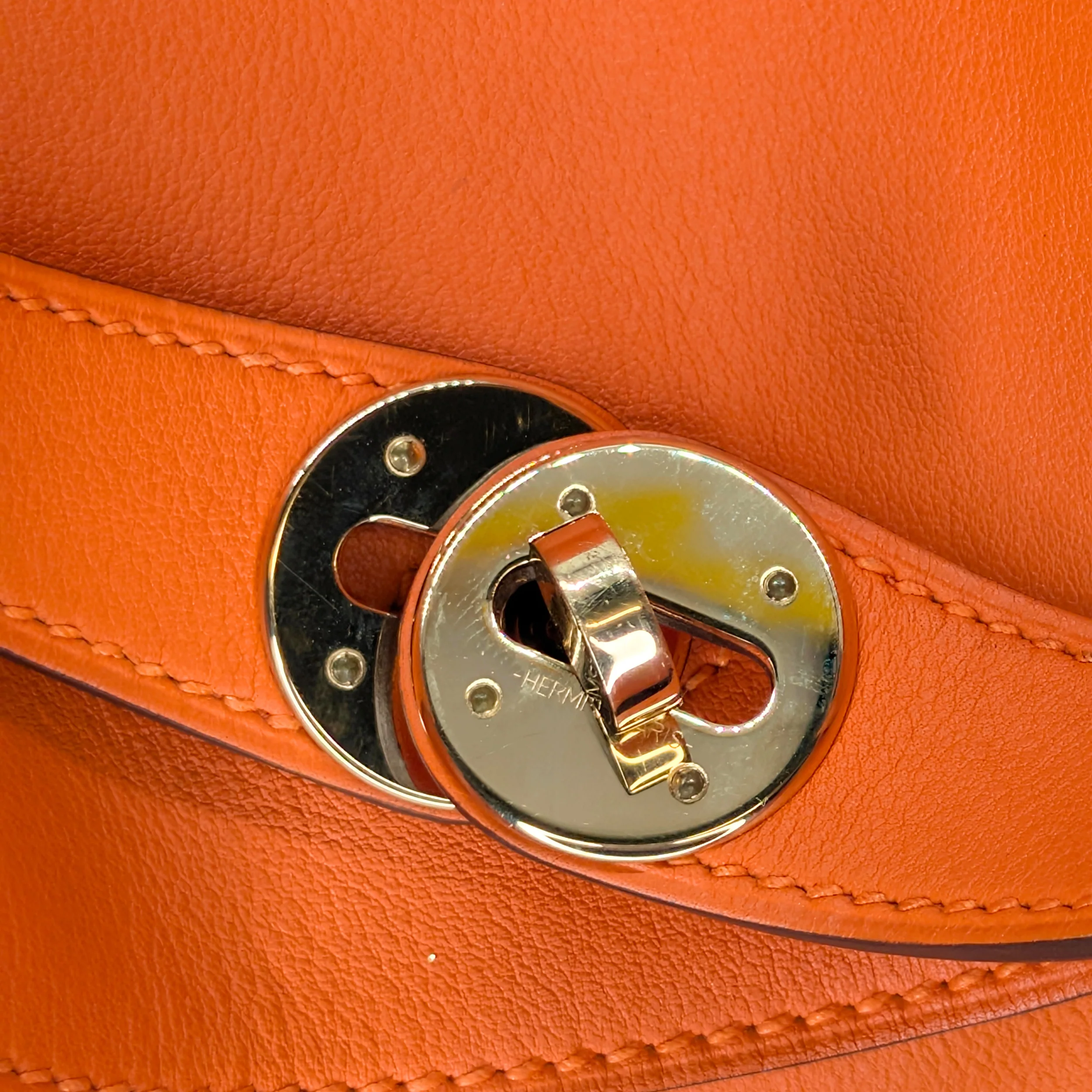 Hermes Lindy 30 Swift Leather Orange LGHW X Stamp - Image 17