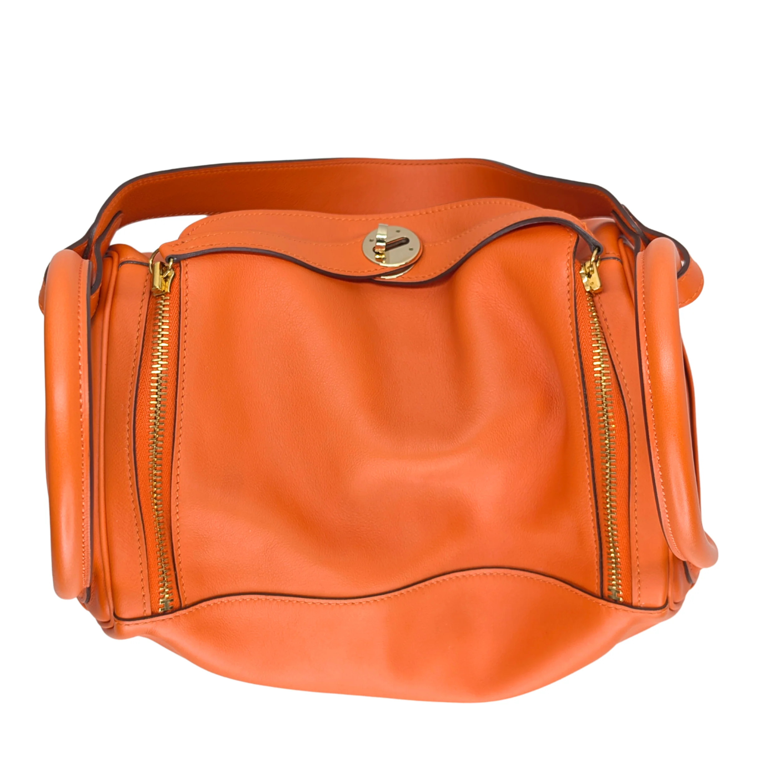Hermes Lindy 30 Swift Leather Orange LGHW X Stamp - Image 3