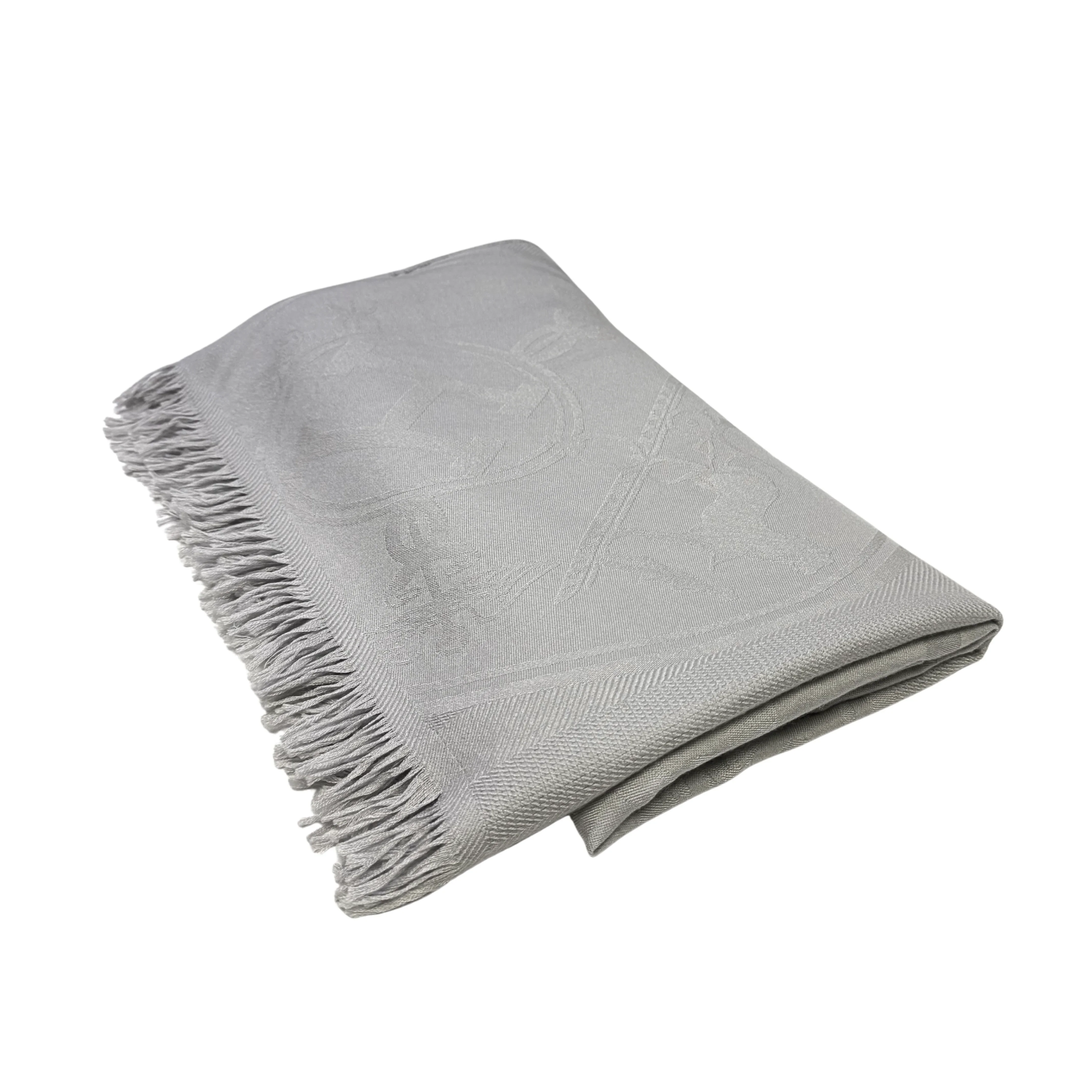 Hermès Silk Cashmere Scarf Grey - Image 6