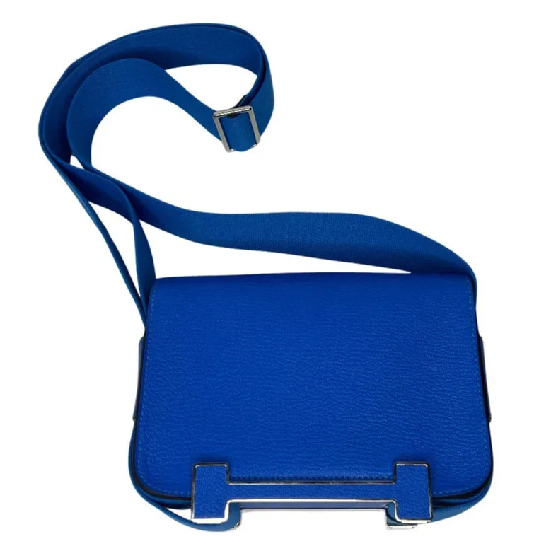 HERMÈS Geta Bag Bleu Electrique Mysore Goatskin 2024 Stamp - Image 7