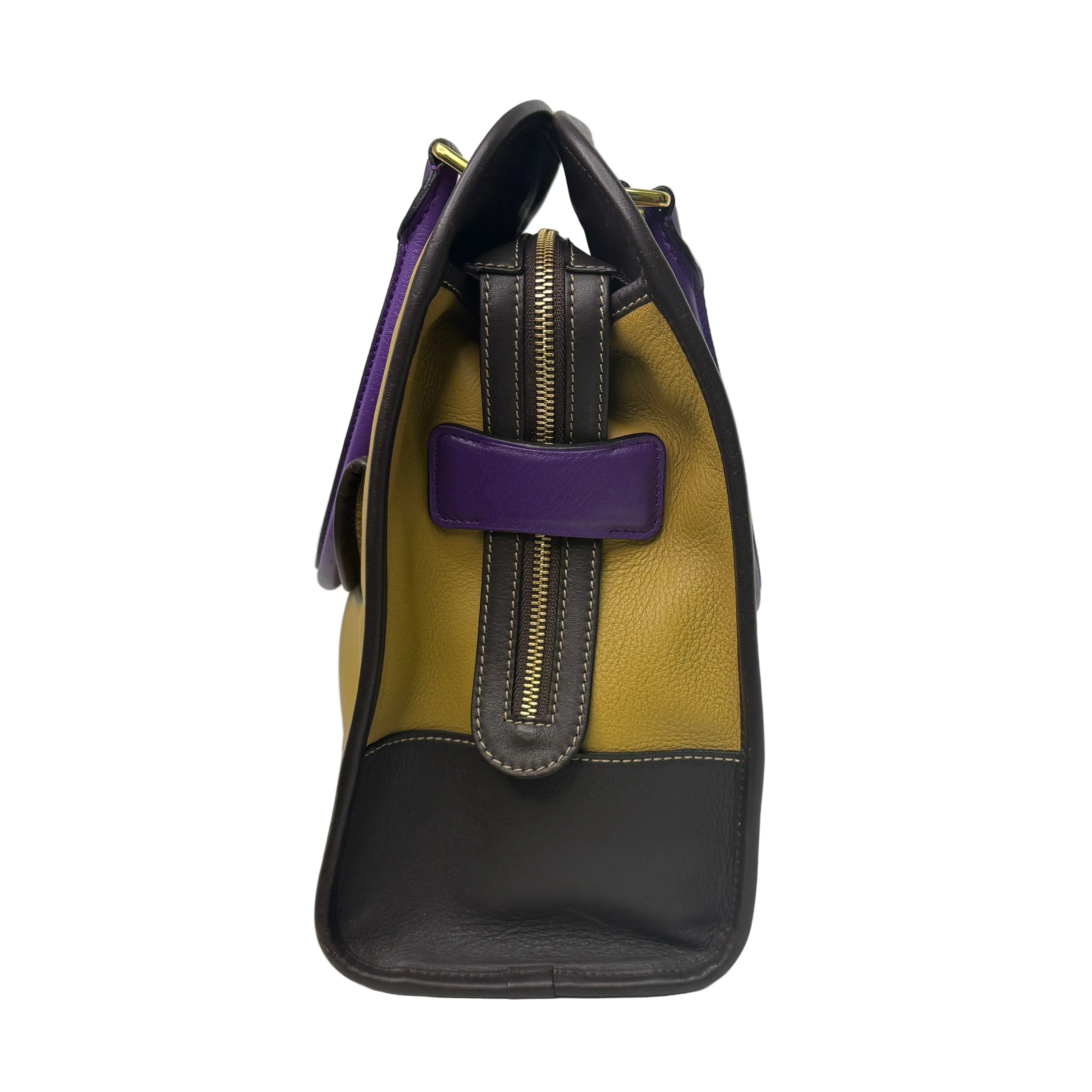 Loewe Tricolour Pebbled Handbag Leather Tan Purple - Image 3