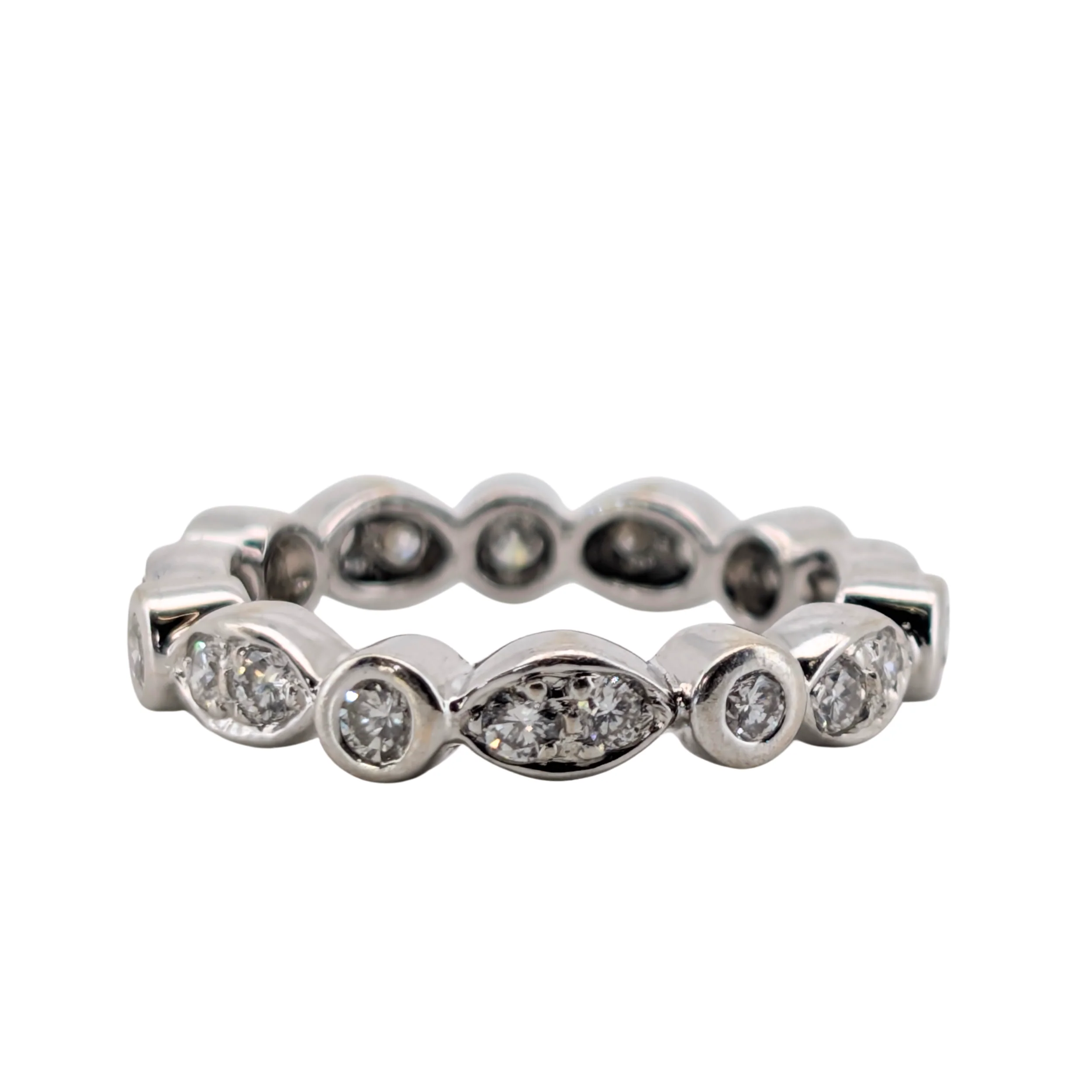 0.50Ct Natural Diamond Marquise Motif Eternity Band Ring In 18K White Gold - Image 2