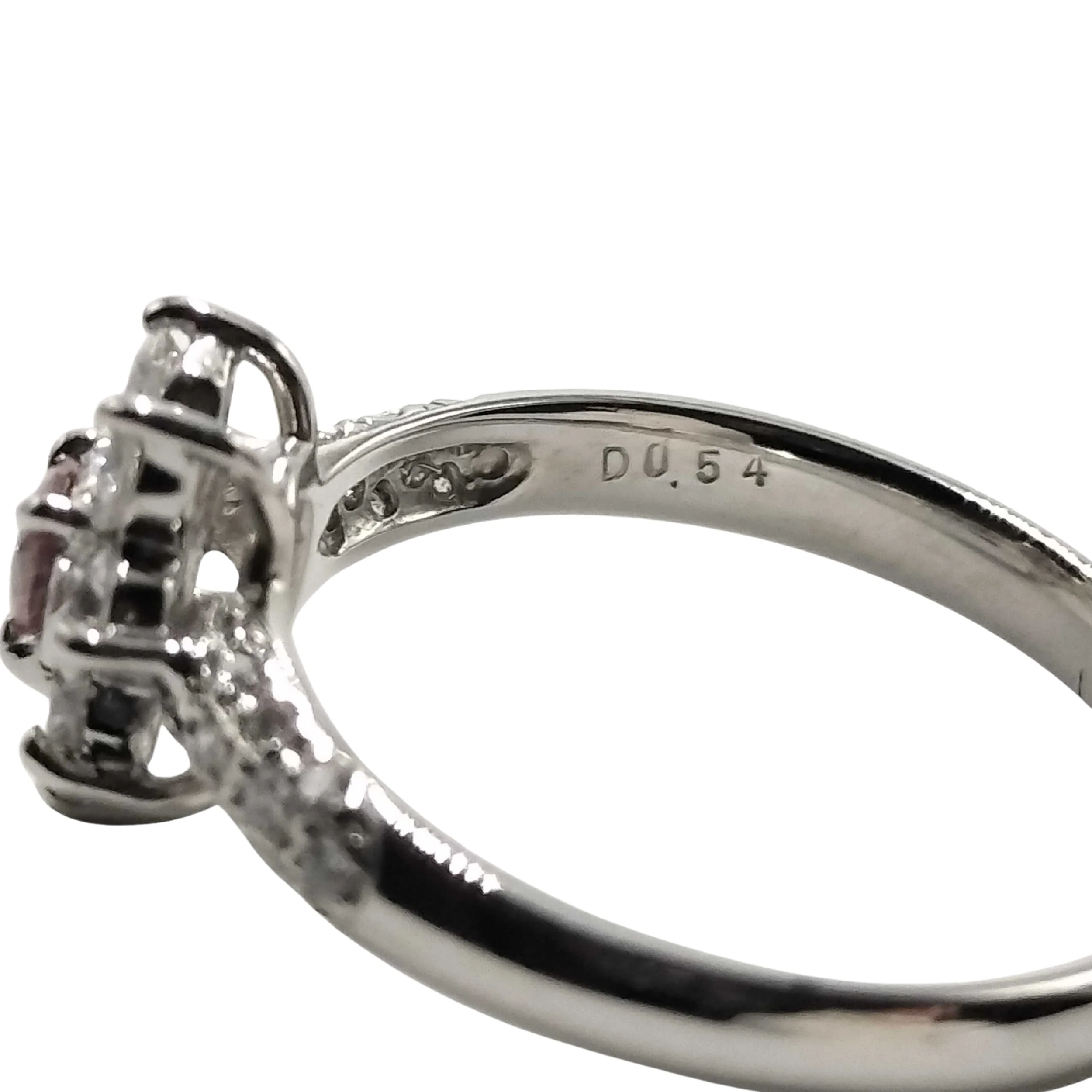 0.10Ct Natural Pink Diamond & 0.53Ct White Diamonds Floral Halo Ring In Platinum - Image 4