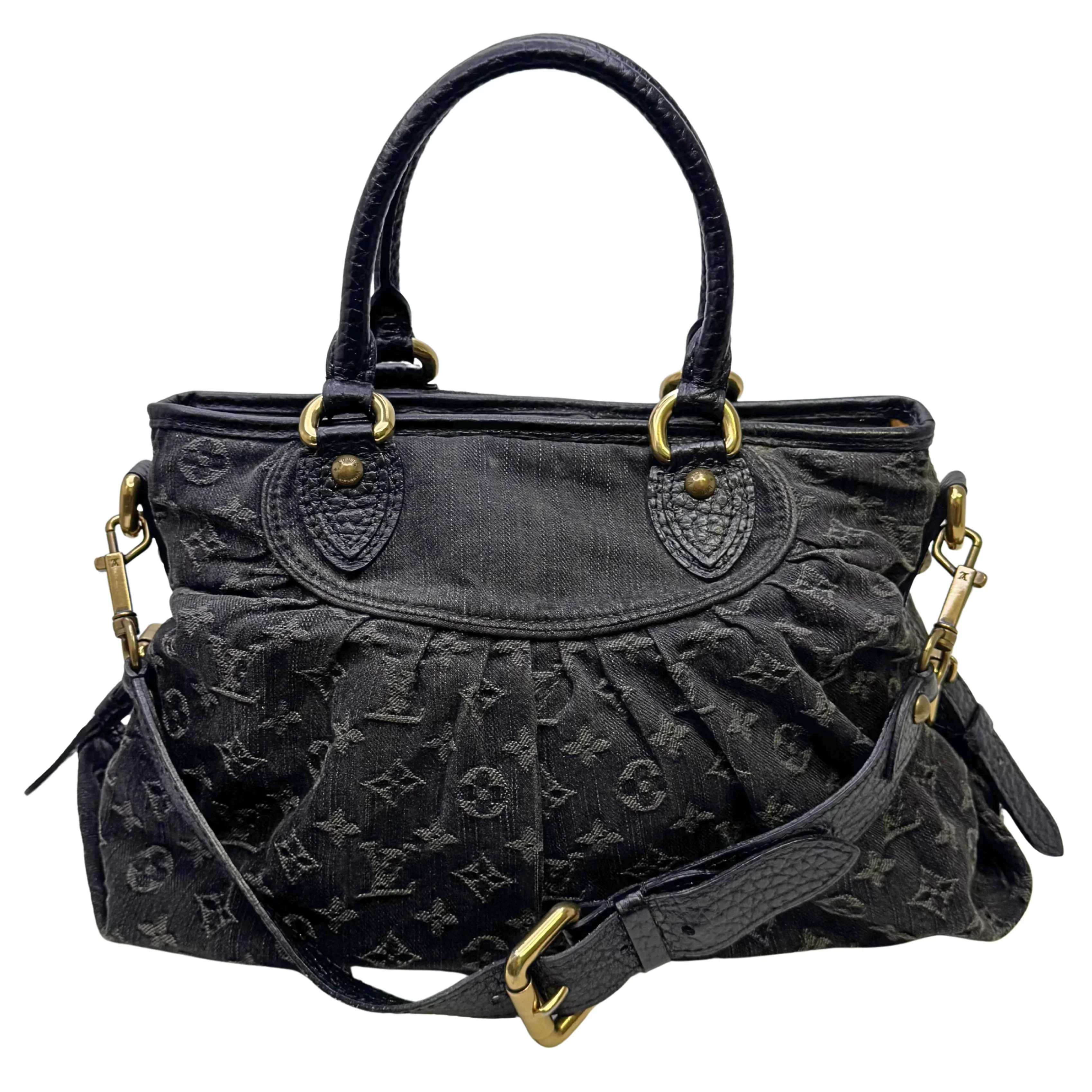 Louis Vuitton Neo Cabby MM Handbag Denim Black