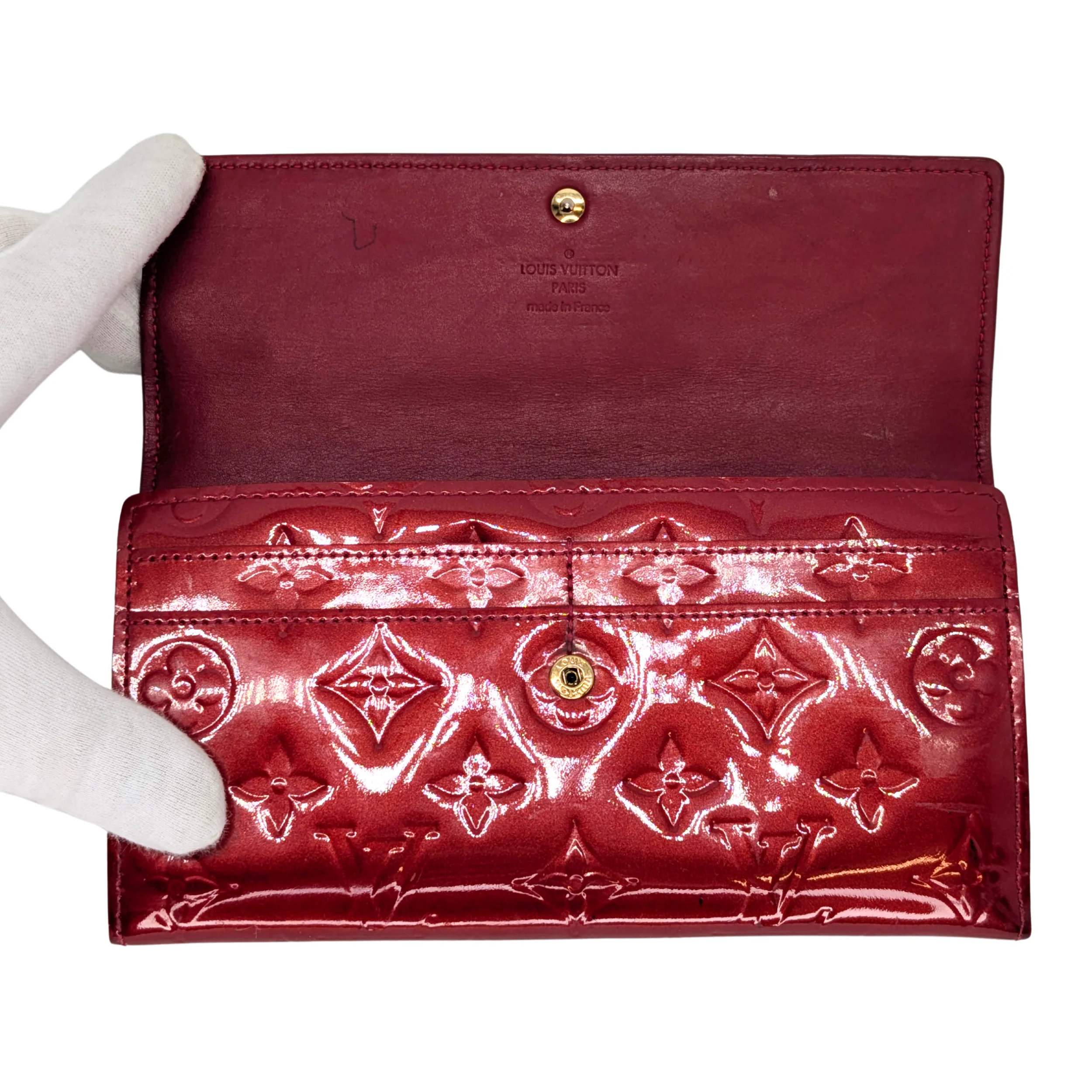 Louis Vuitton Sarah Long Wallet Vernis Leather Patent Red - Image 11