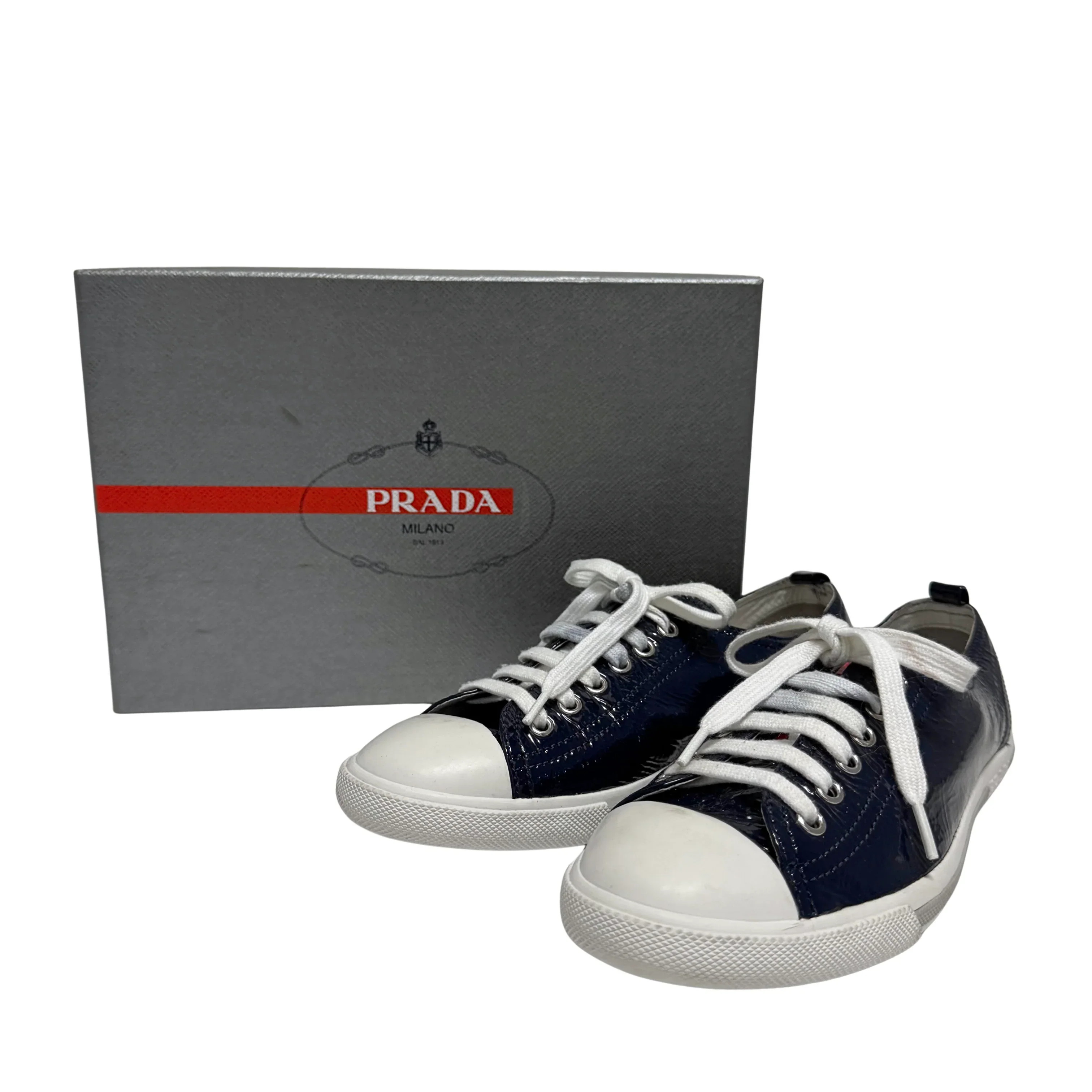 Prada Naplak Royal Patent leather sneakers Women's size 37 - Image 8