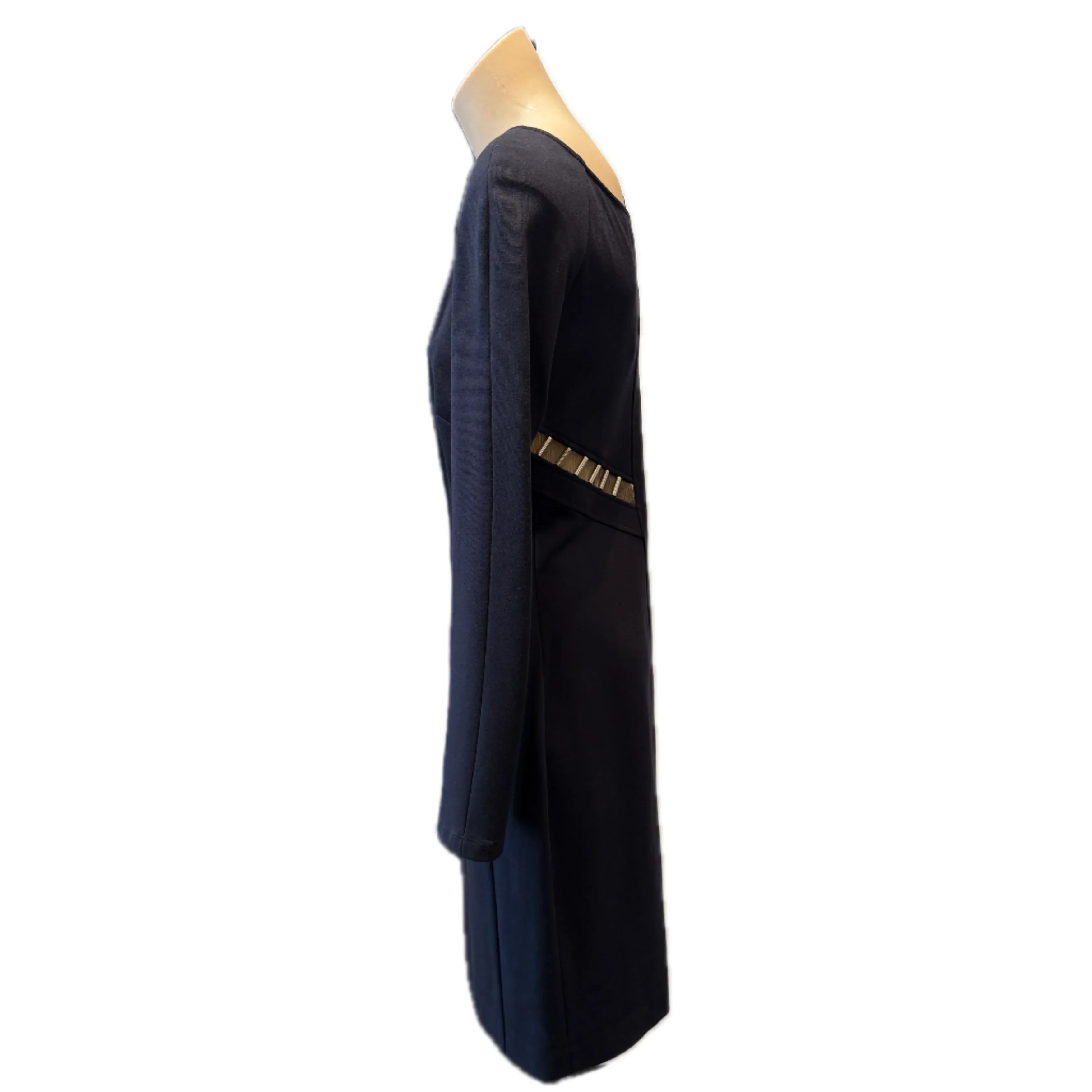 Versace Navy Long Sleeve Fitted Dress with Hardware Detail – Size 44 - Image 4