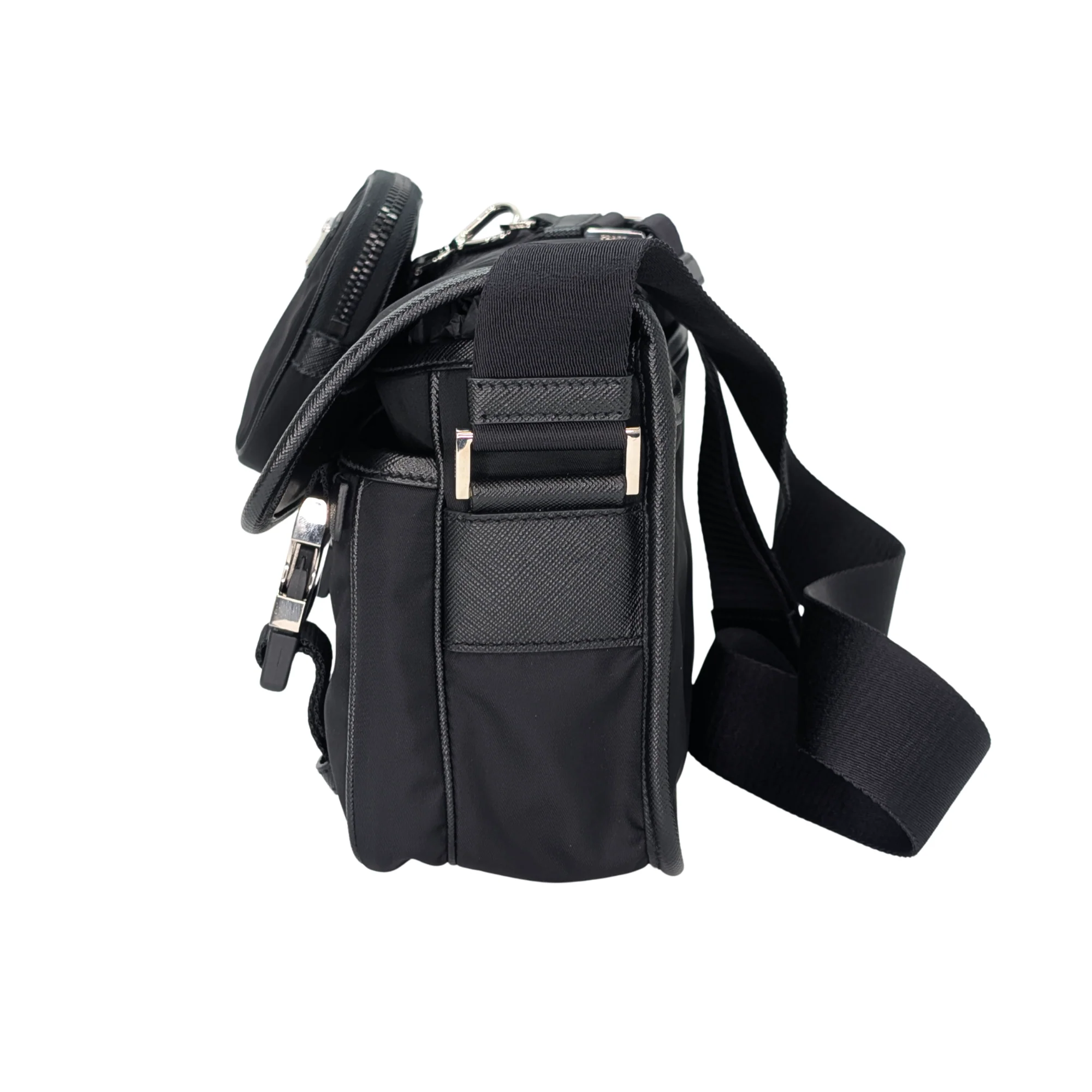 Prada Re-Nylon and Saffiano Leather Shoulder Bag Black - Image 3