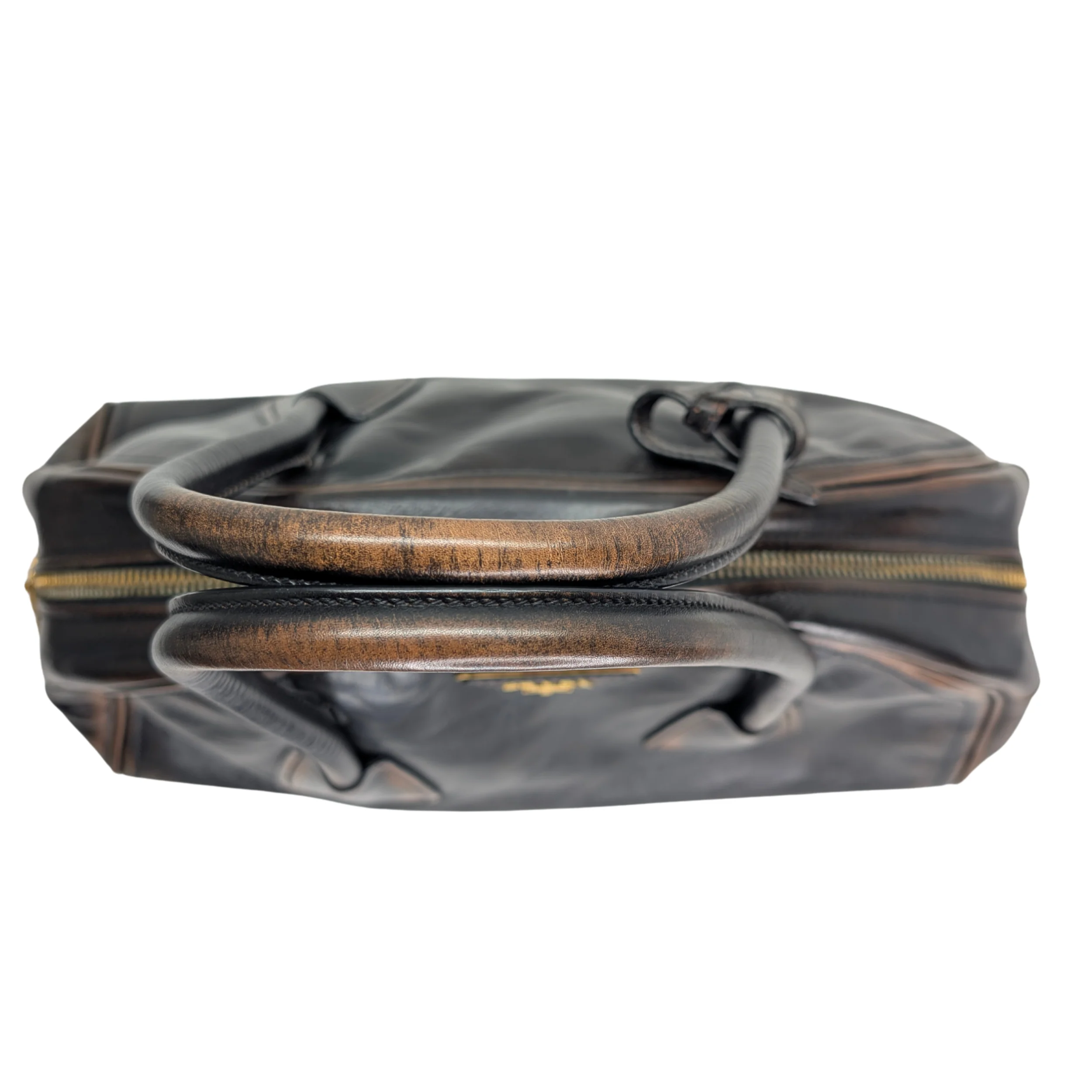 Prada Vitello Vintage Bowling Bag Distressed Black - Image 6