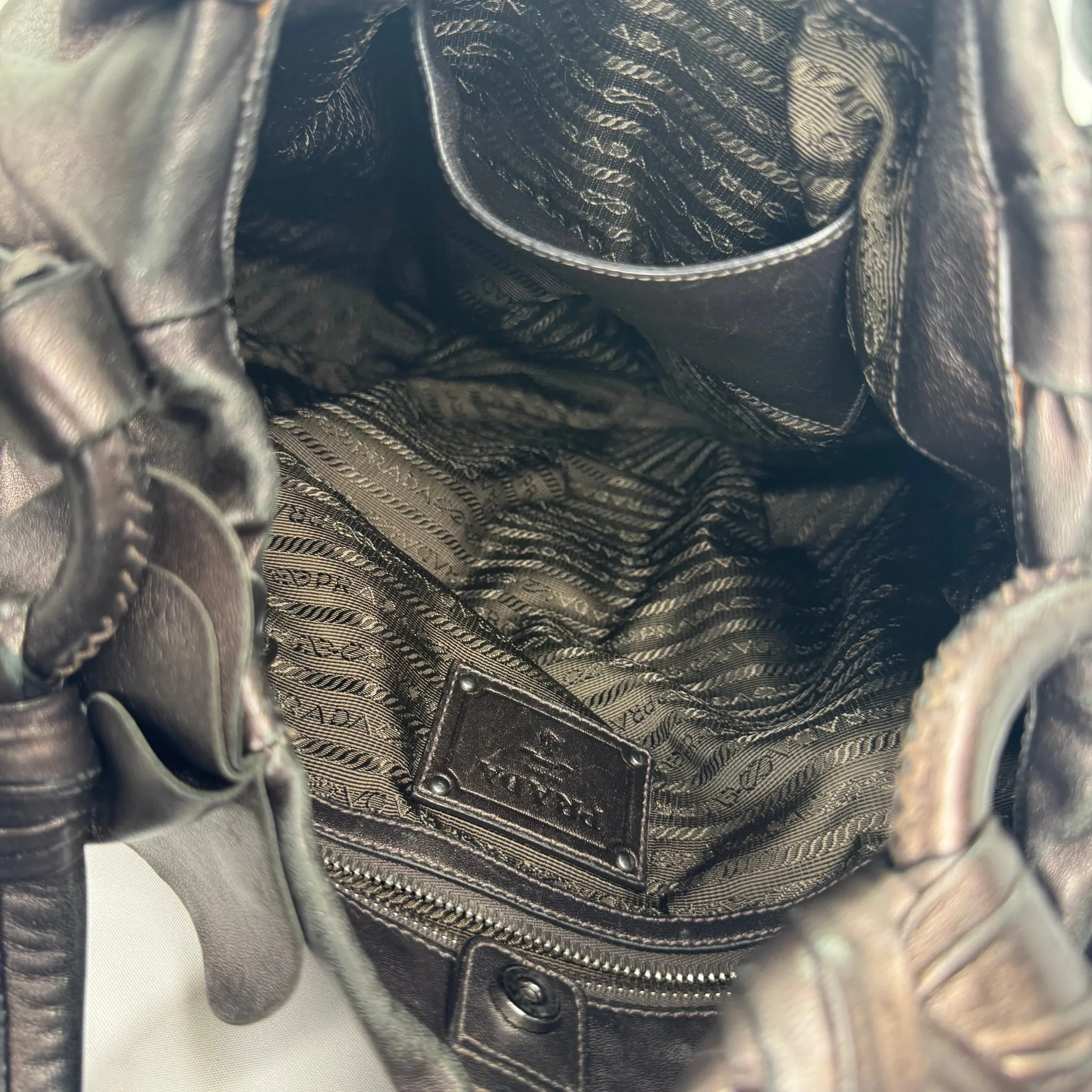 Prada Nappa Ruffle Hobo Grafite Mordore Shoulder Bag - Image 18