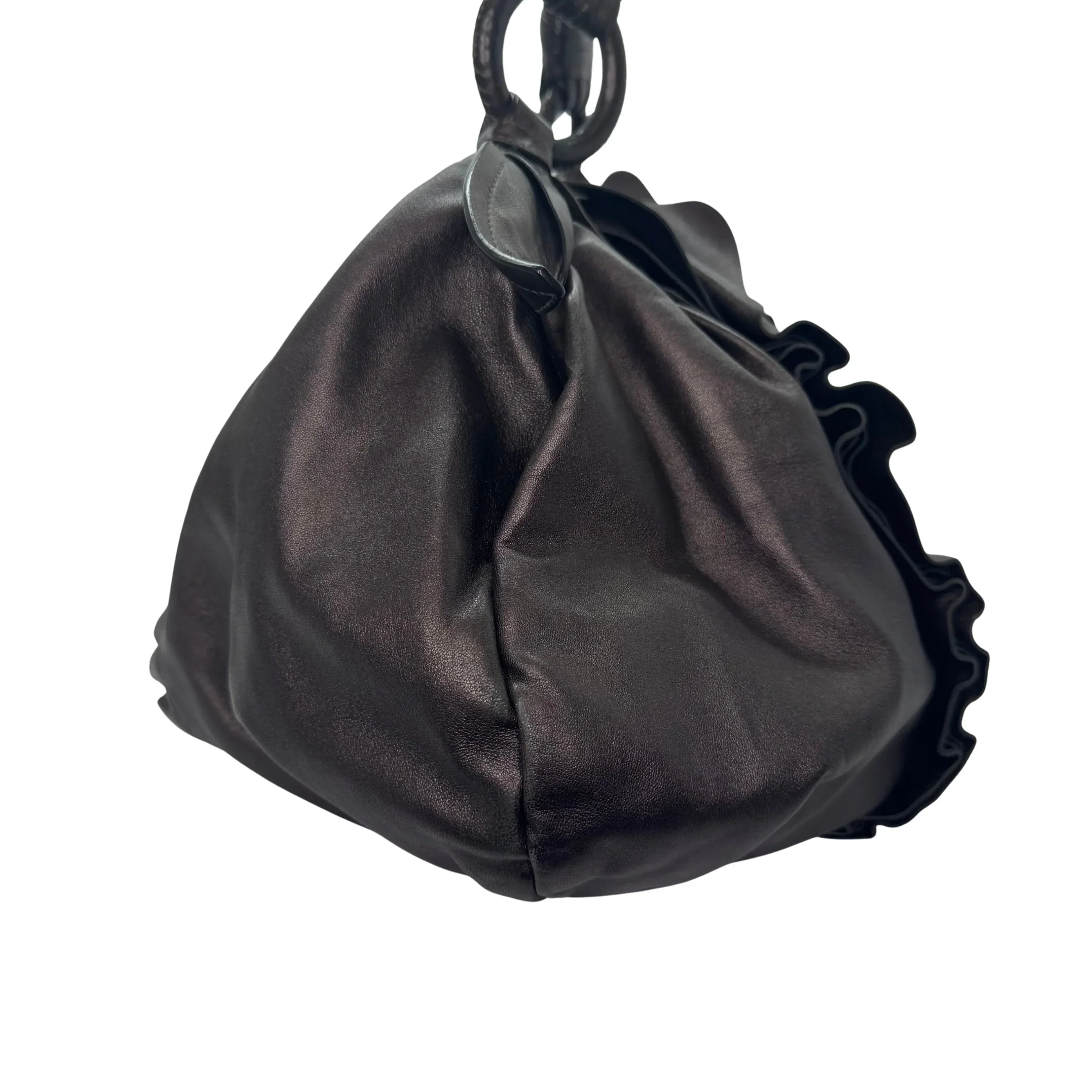 Prada Nappa Ruffle Hobo Grafite Mordore Shoulder Bag - Image 4