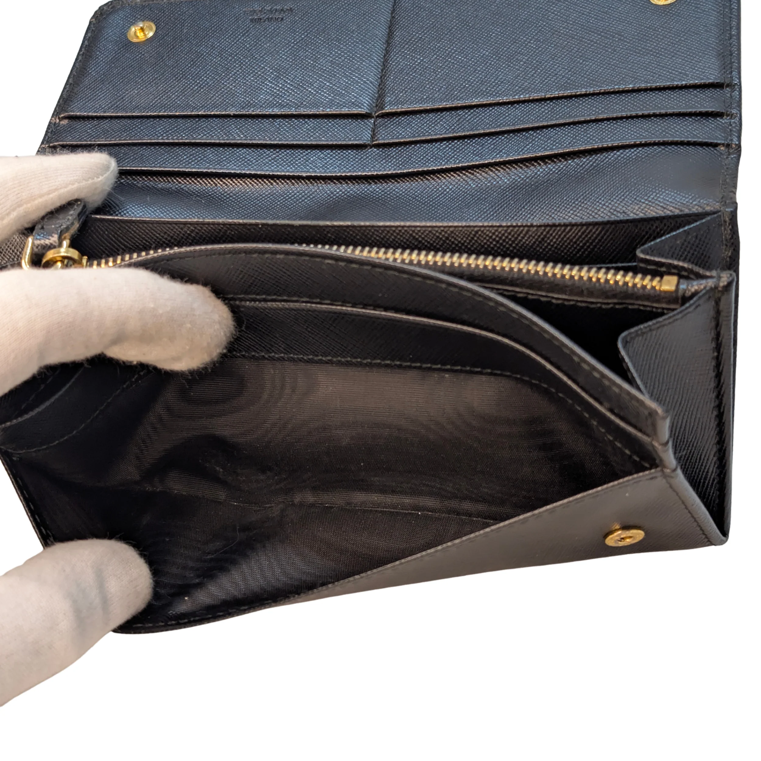 Prada Saffiano Leather Long Wallet Black - Image 10