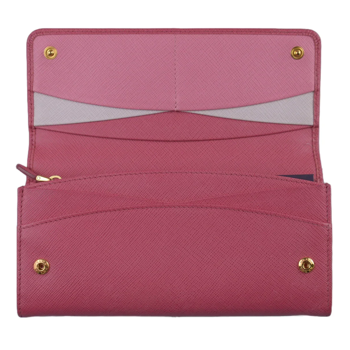 Prada Saffiano Leather Long Wallet and Card Holder Pink - Image 7