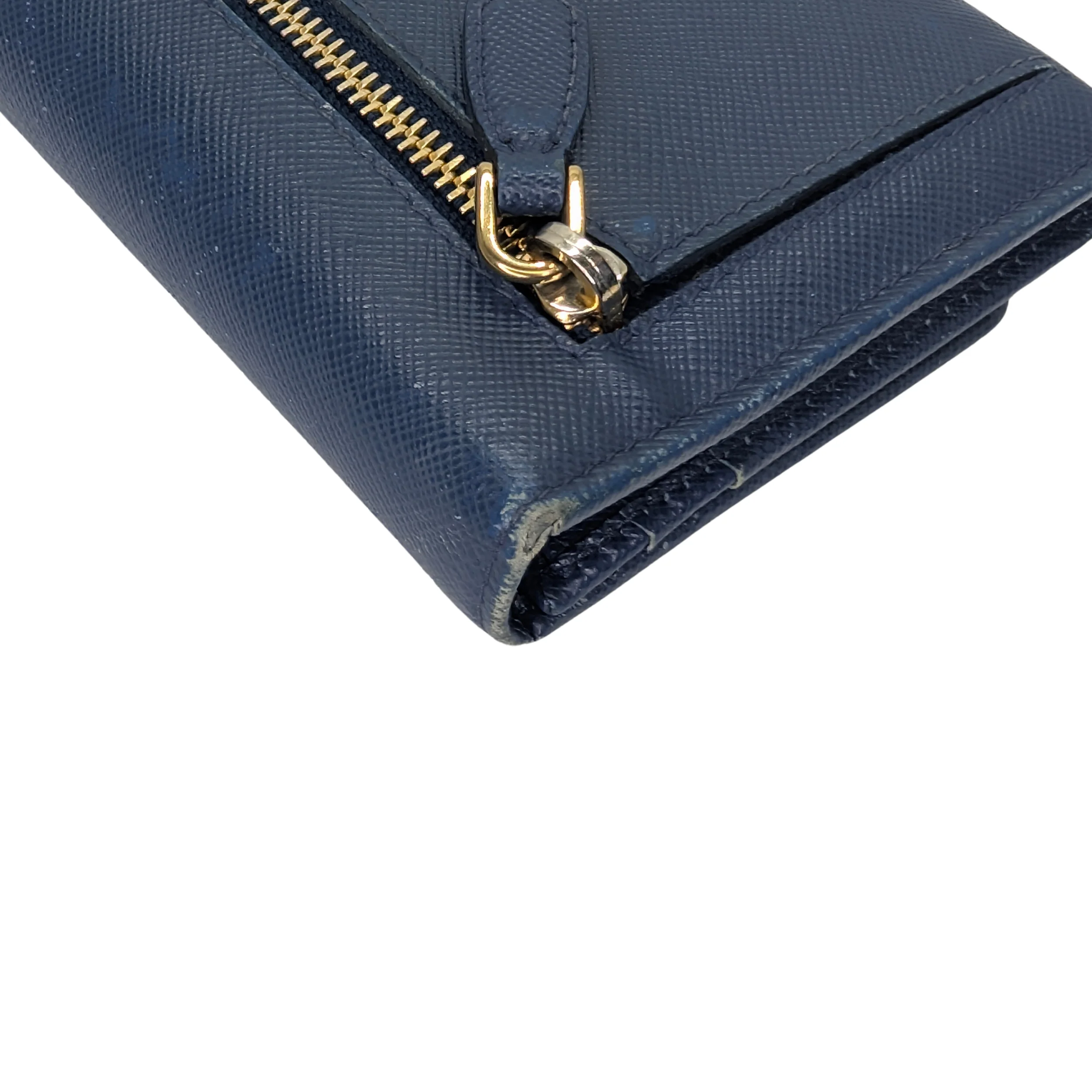 Prada Saffiano Leather Navy Blue Long Wallet - Image 11