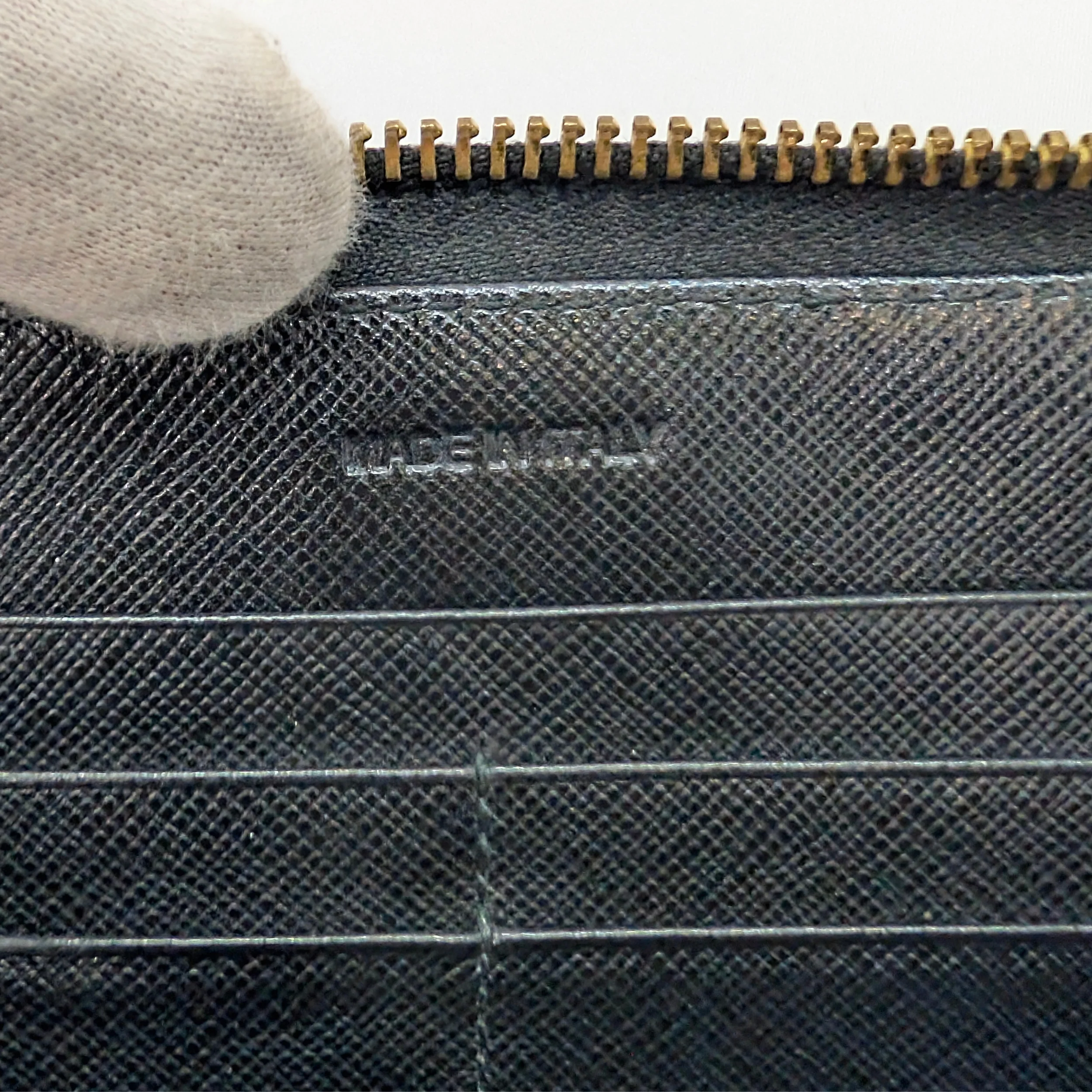 Prada Saffiano Leather Zip around Long Wallet Black - Image 11