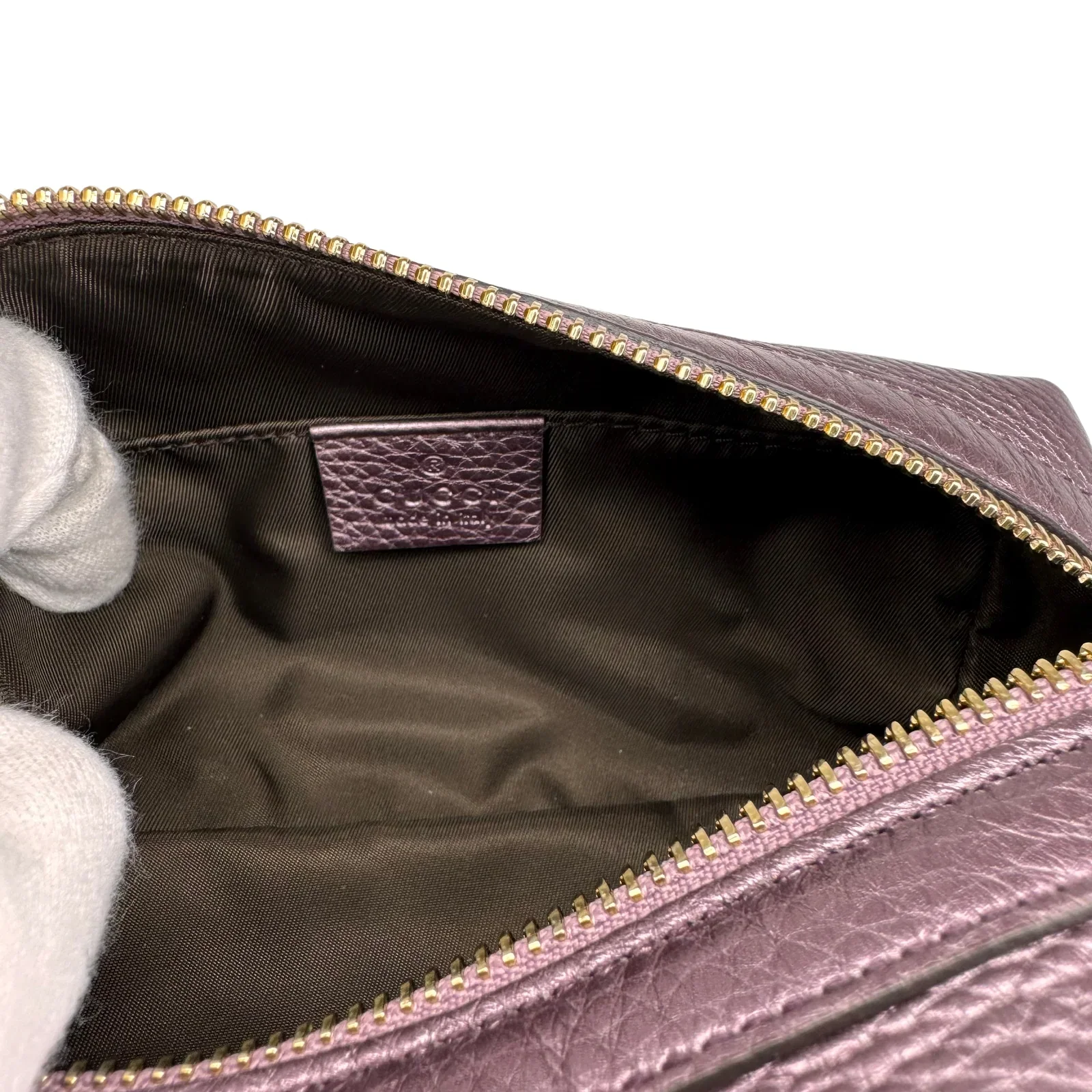 Gucci Soho Cosmetic Pouch in Rose Gold Pebbled Leather - Image 7