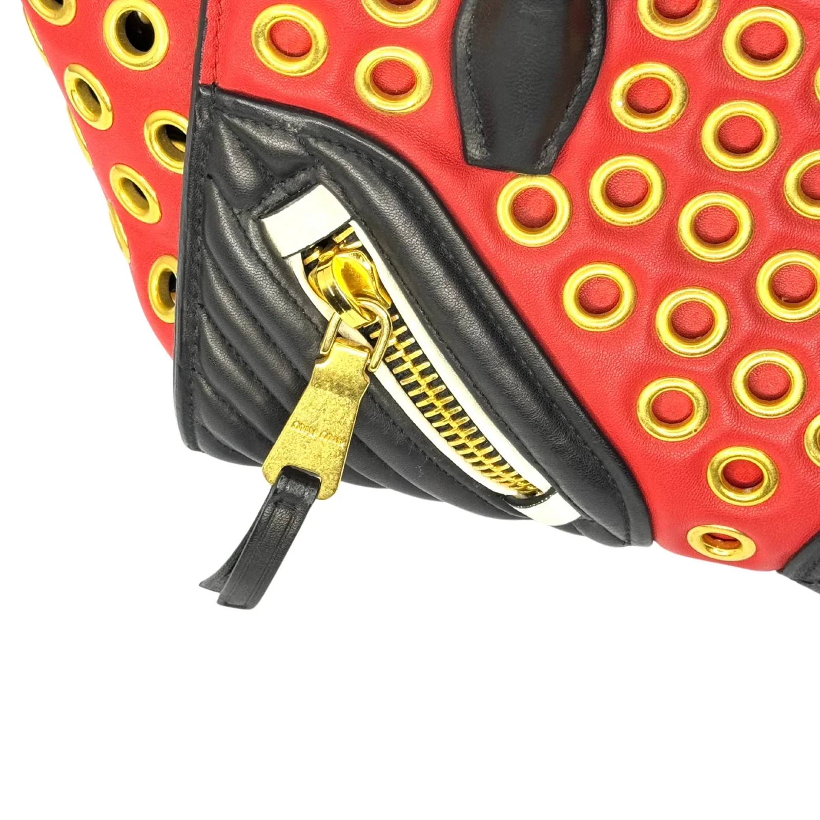 Miu Miu Nappa Biker Bicolor Quilted Leather Bag – Red & Black - Image 7
