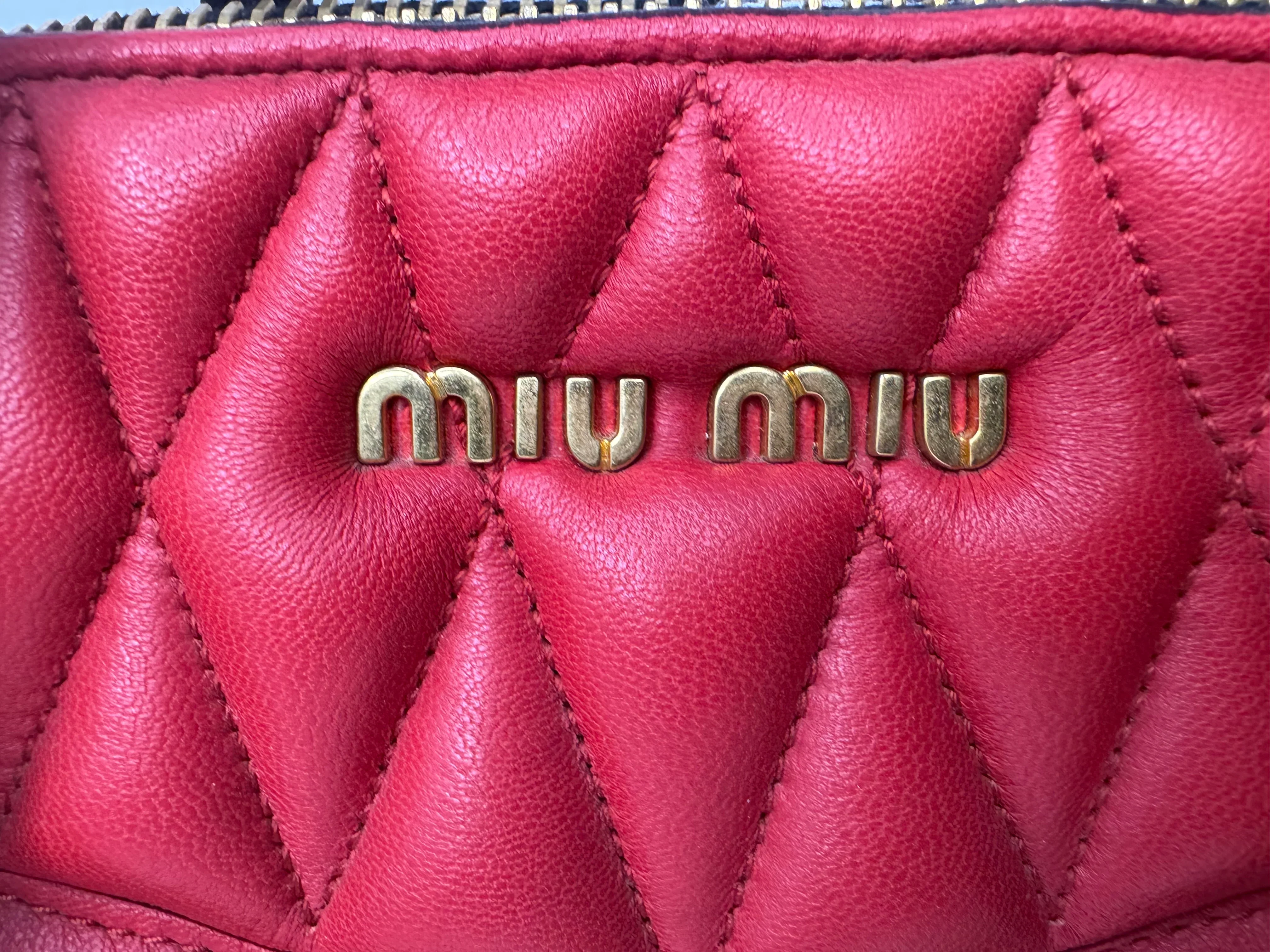 Miu Miu Nappa Biker Bicolor Quilted Leather Bag – Red & Black - Image 9