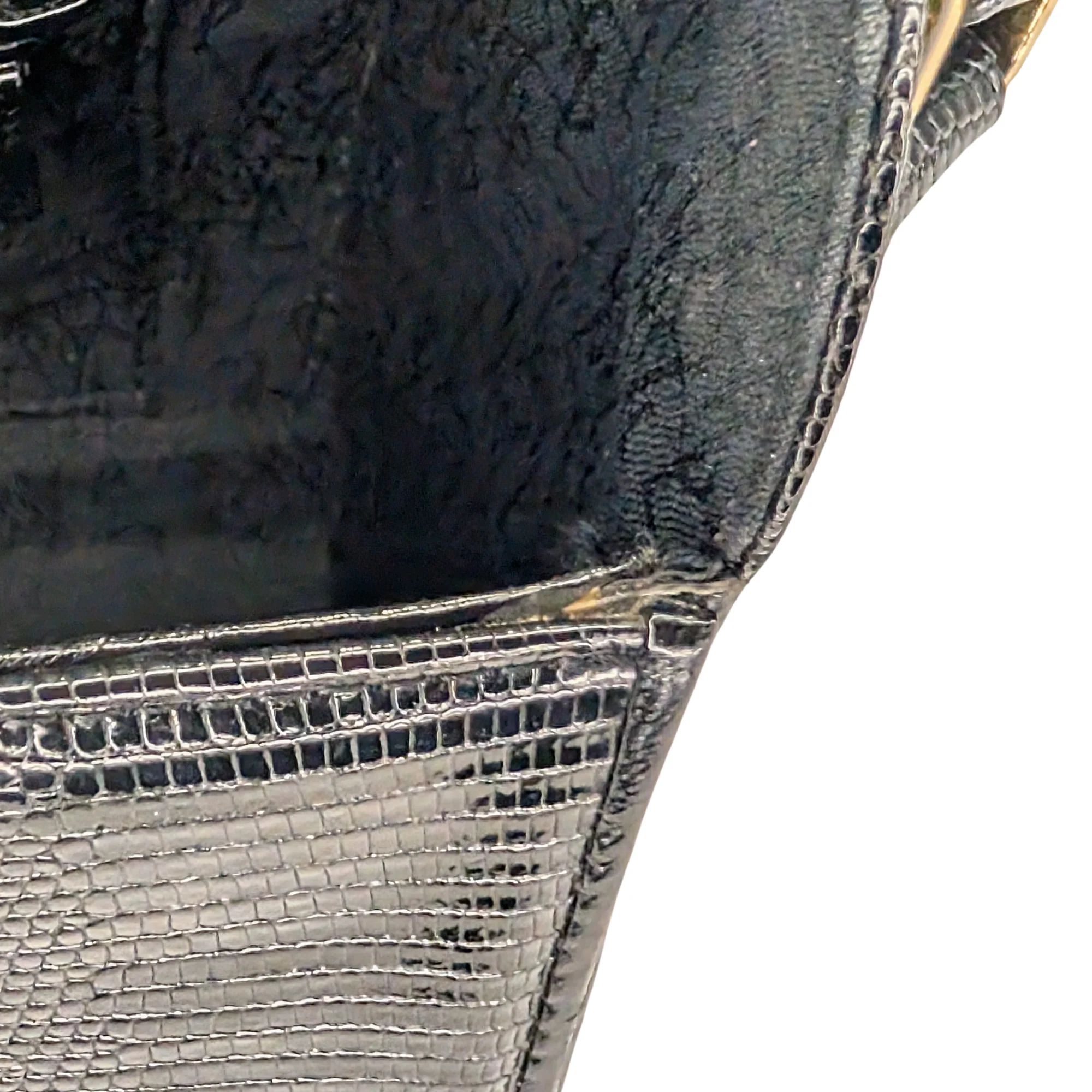 Saint Laurent Black Lizard Embossed Crossbody/Shoulder Bag - Image 21