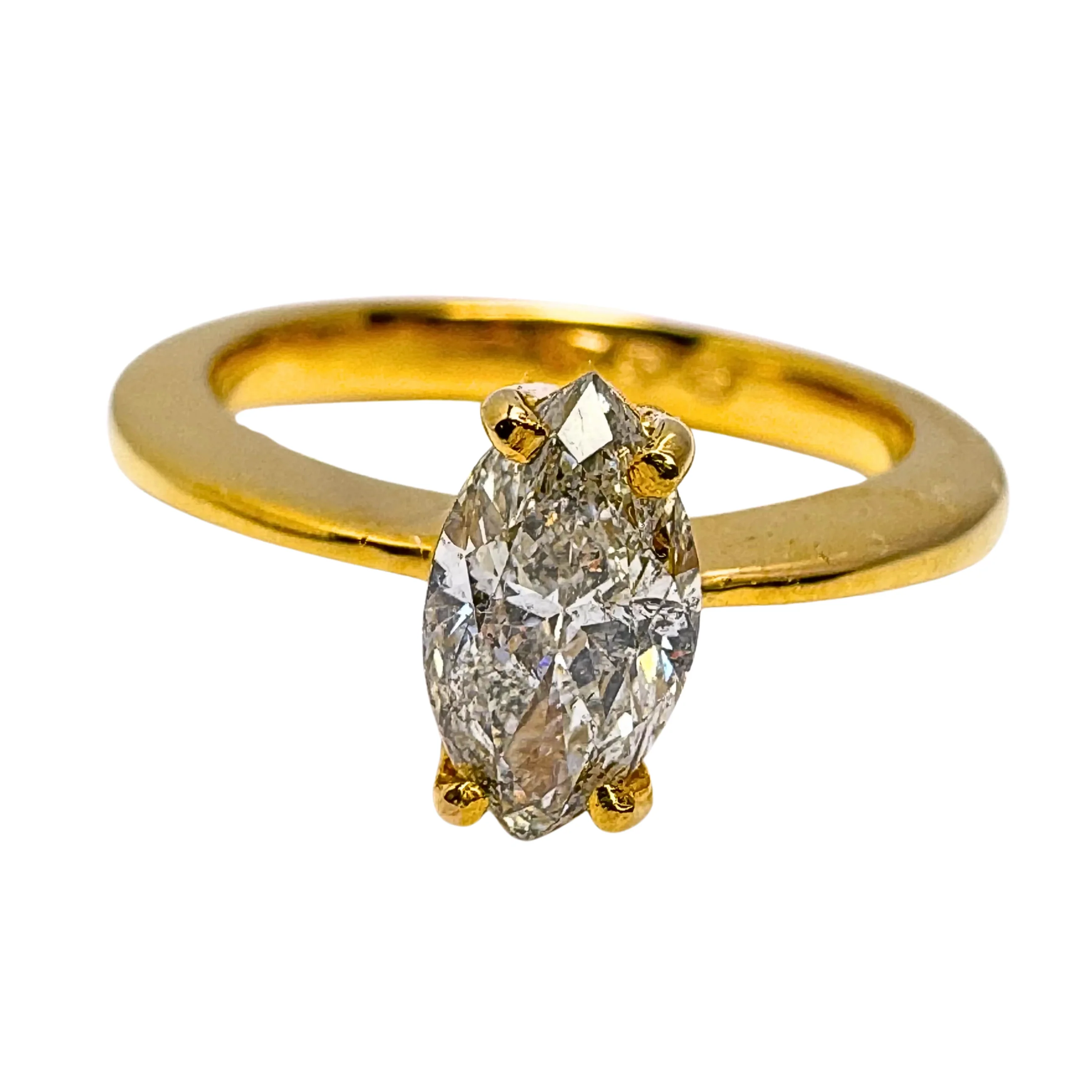 0.70Ct Natural Diamond Marquise Cut Ring On 18K Gold - Image 3