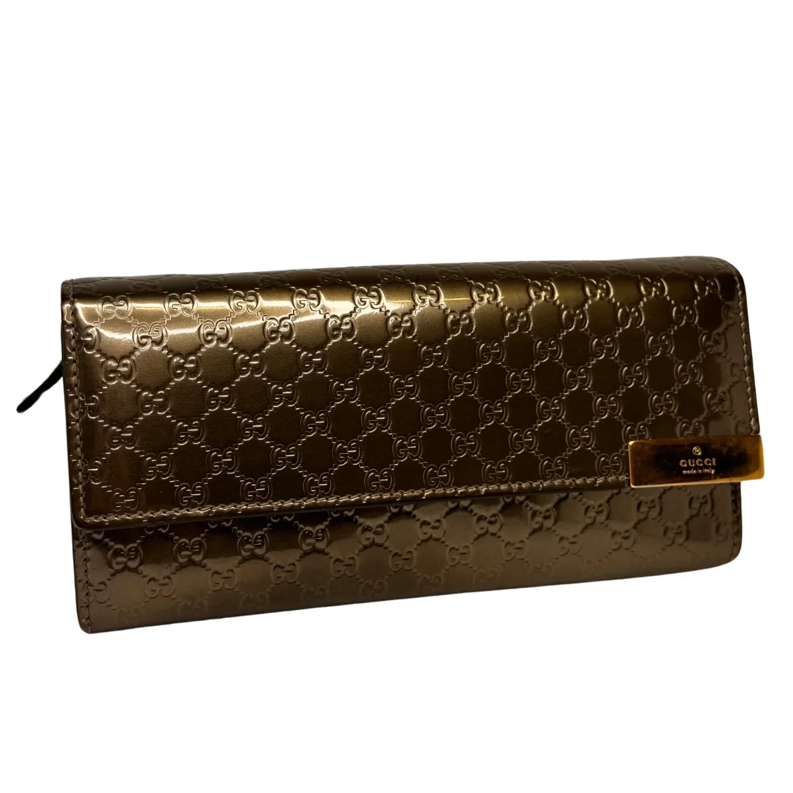 Gucci Leather Wallet on Chain Metallic Silver-Bronze - Image 3