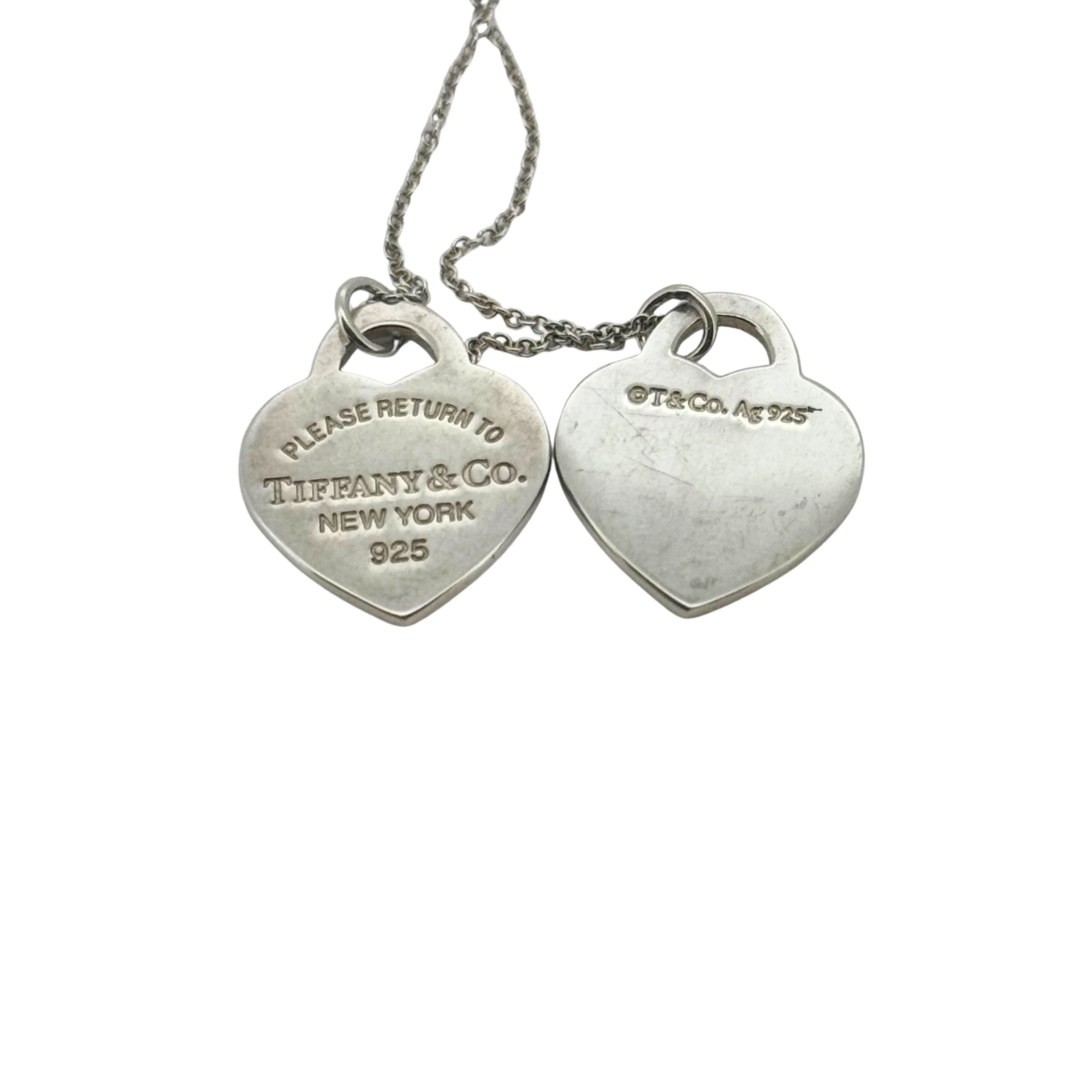 Tiffany & Co Blue Double Heart Tag Pendant Mini Necklace Silver 925 - Image 5