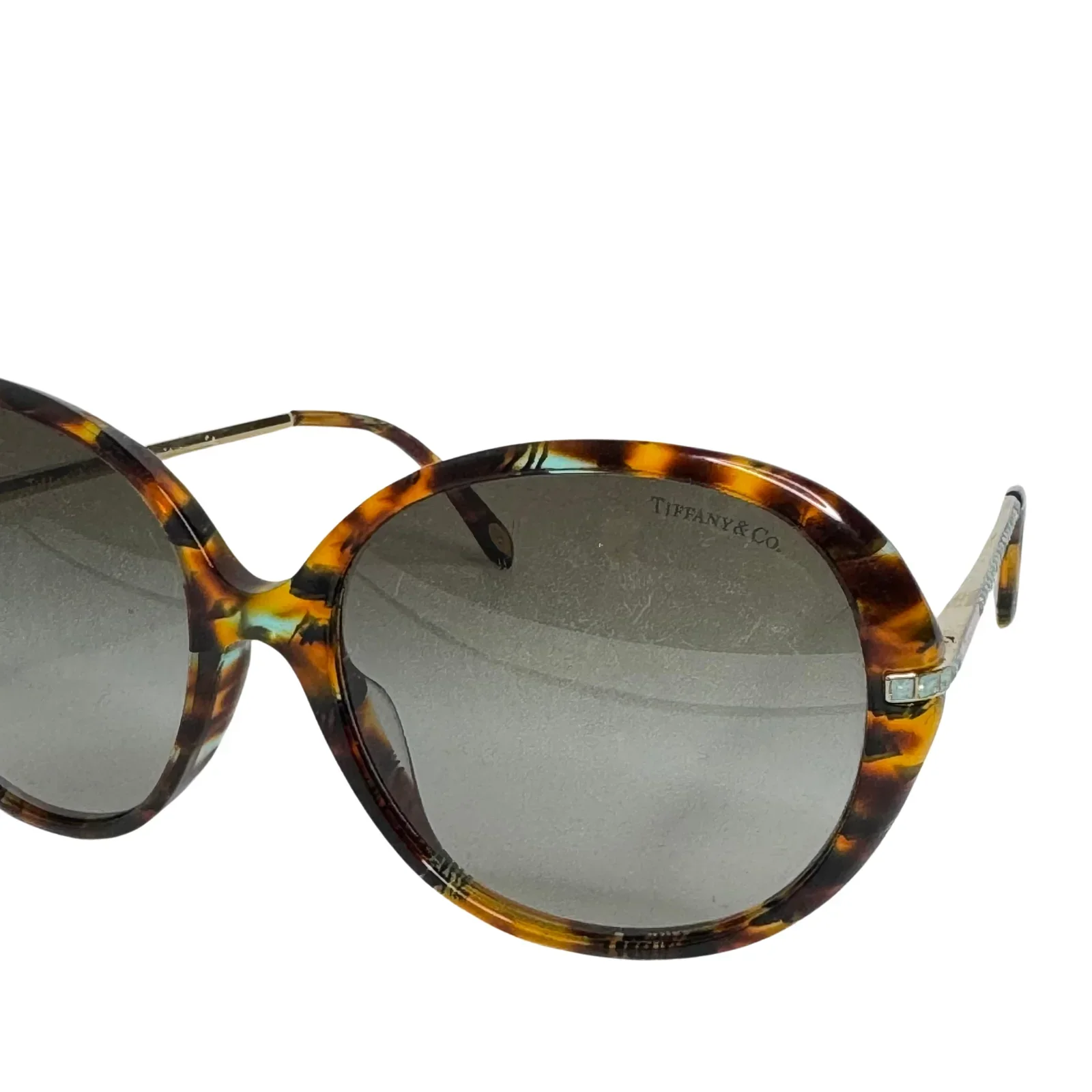 Tiffany & Co. Tortoiseshell Oversized Crystal Arm Sunglasses - Image 9