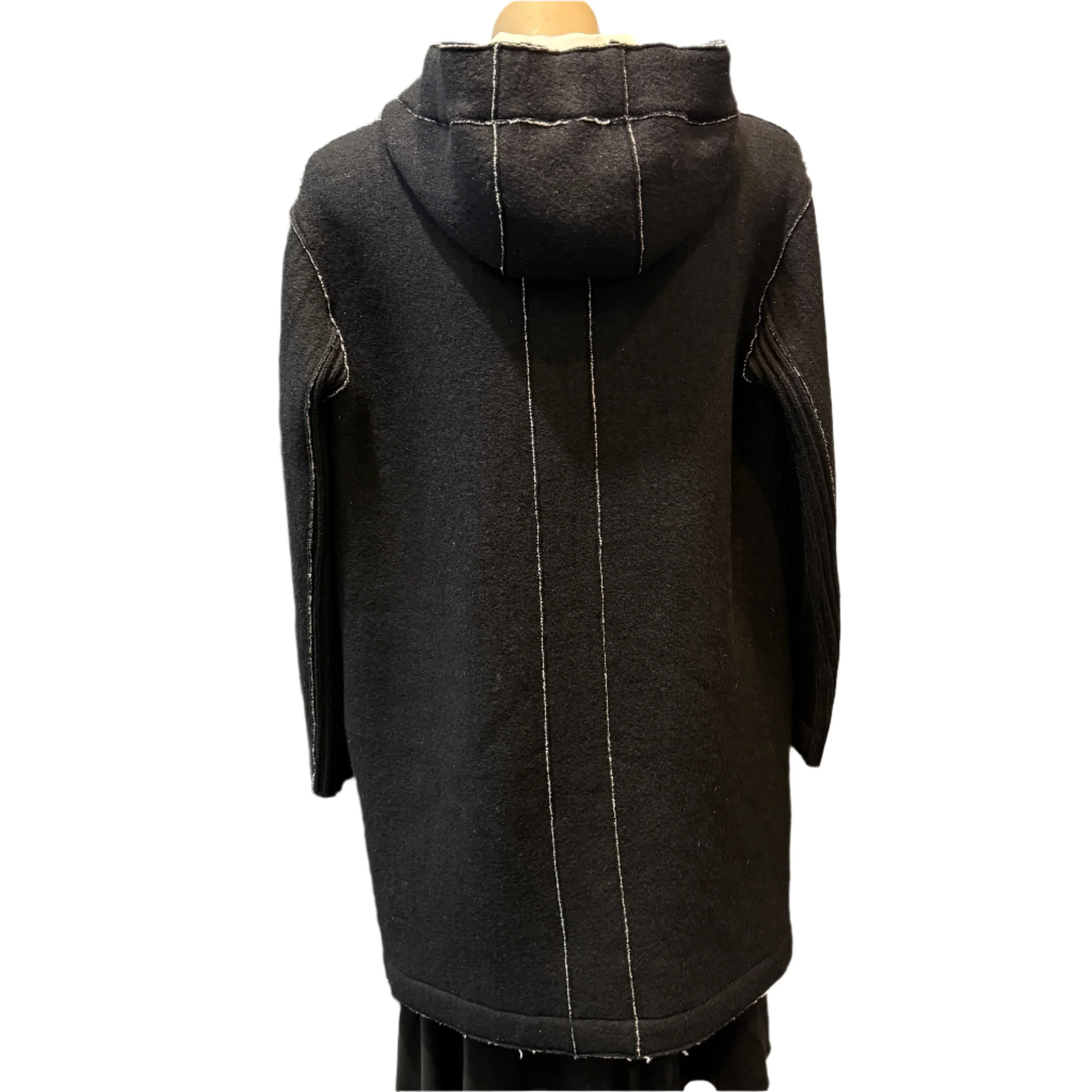 Transit Black Wool-Blend Hooded Coat Large - Image 2