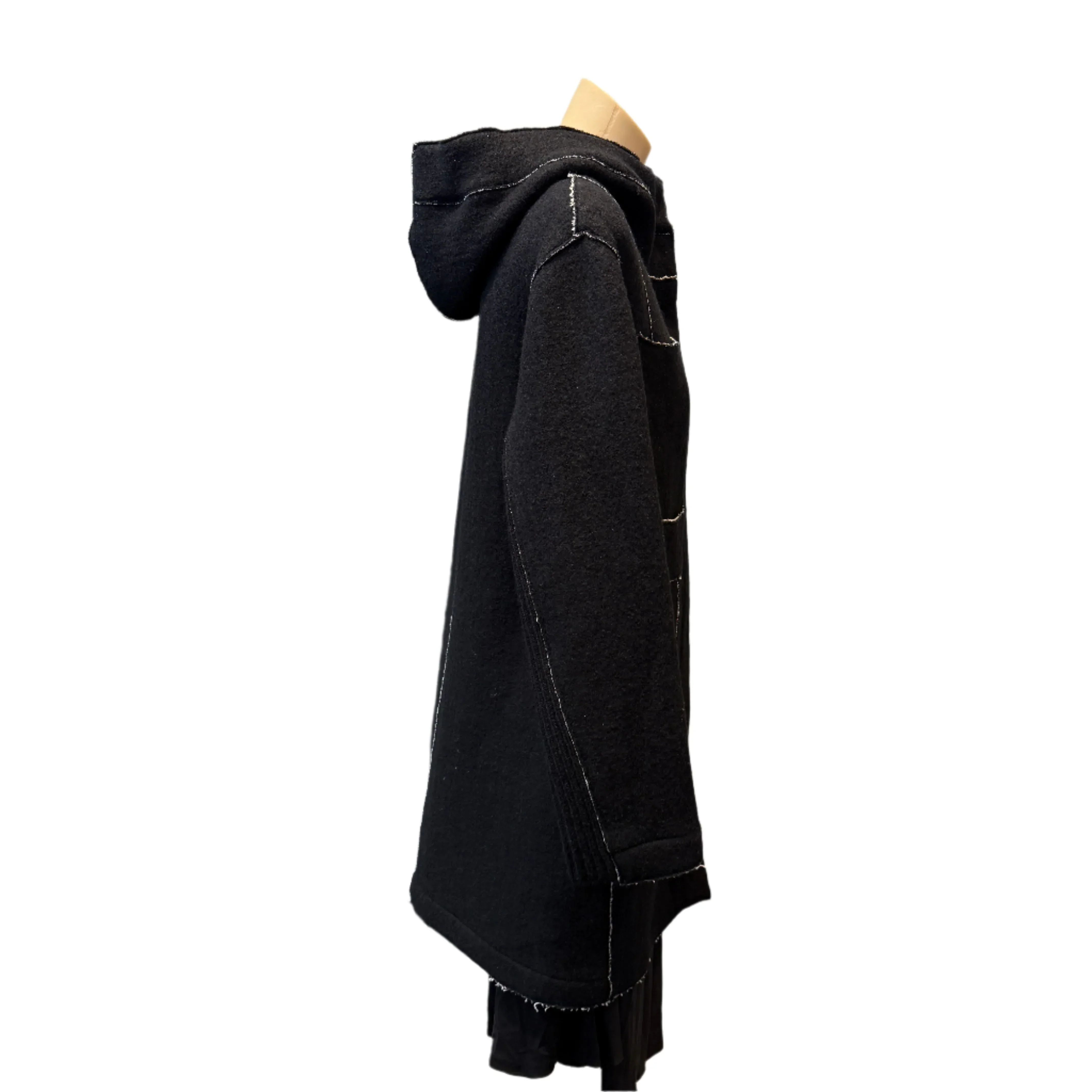 Transit Black Wool-Blend Hooded Coat Large - Image 4