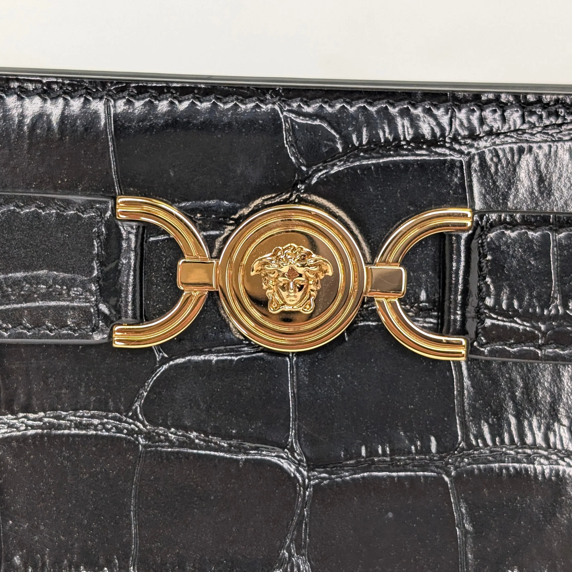 Versac Croc-Effect Medusa '95 Tote Bag Black - Image 13
