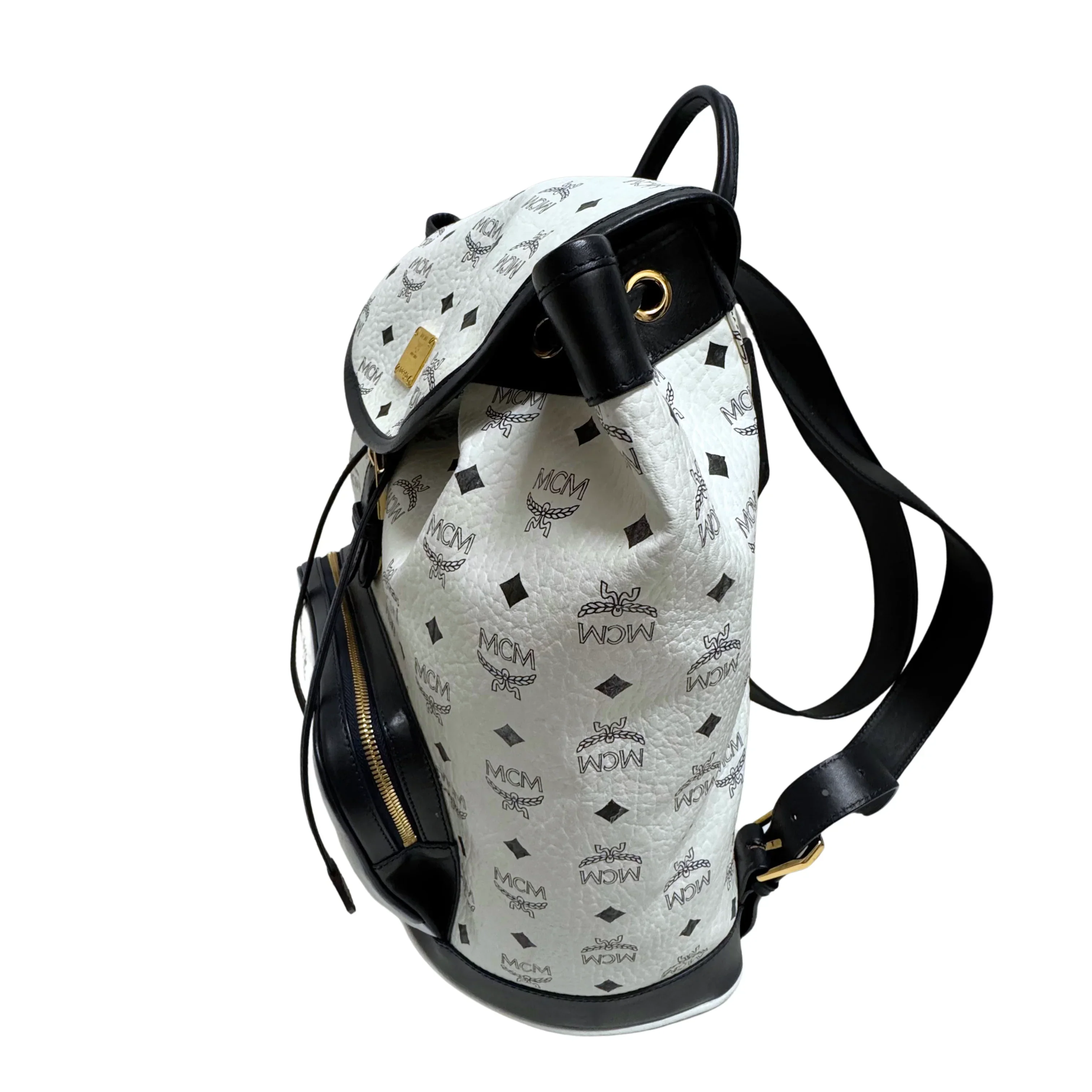 MCM Heritage Drawstring Backpack White - Image 3