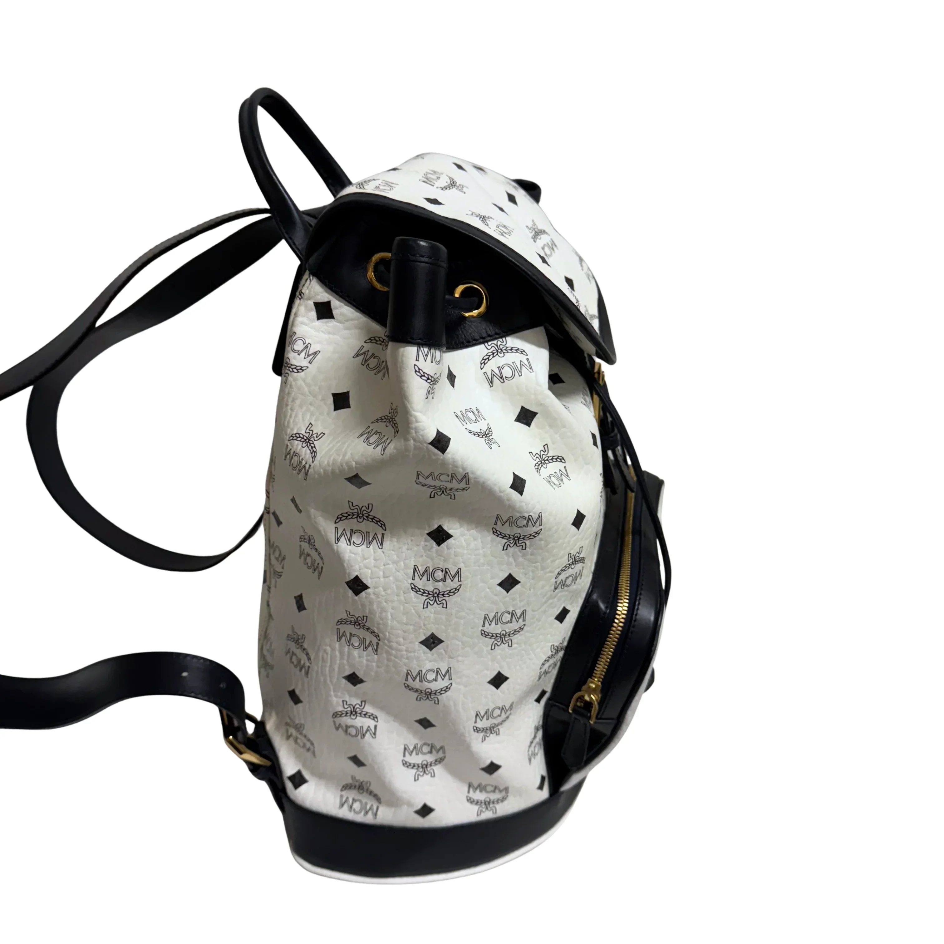MCM Heritage Drawstring Backpack White - Image 4