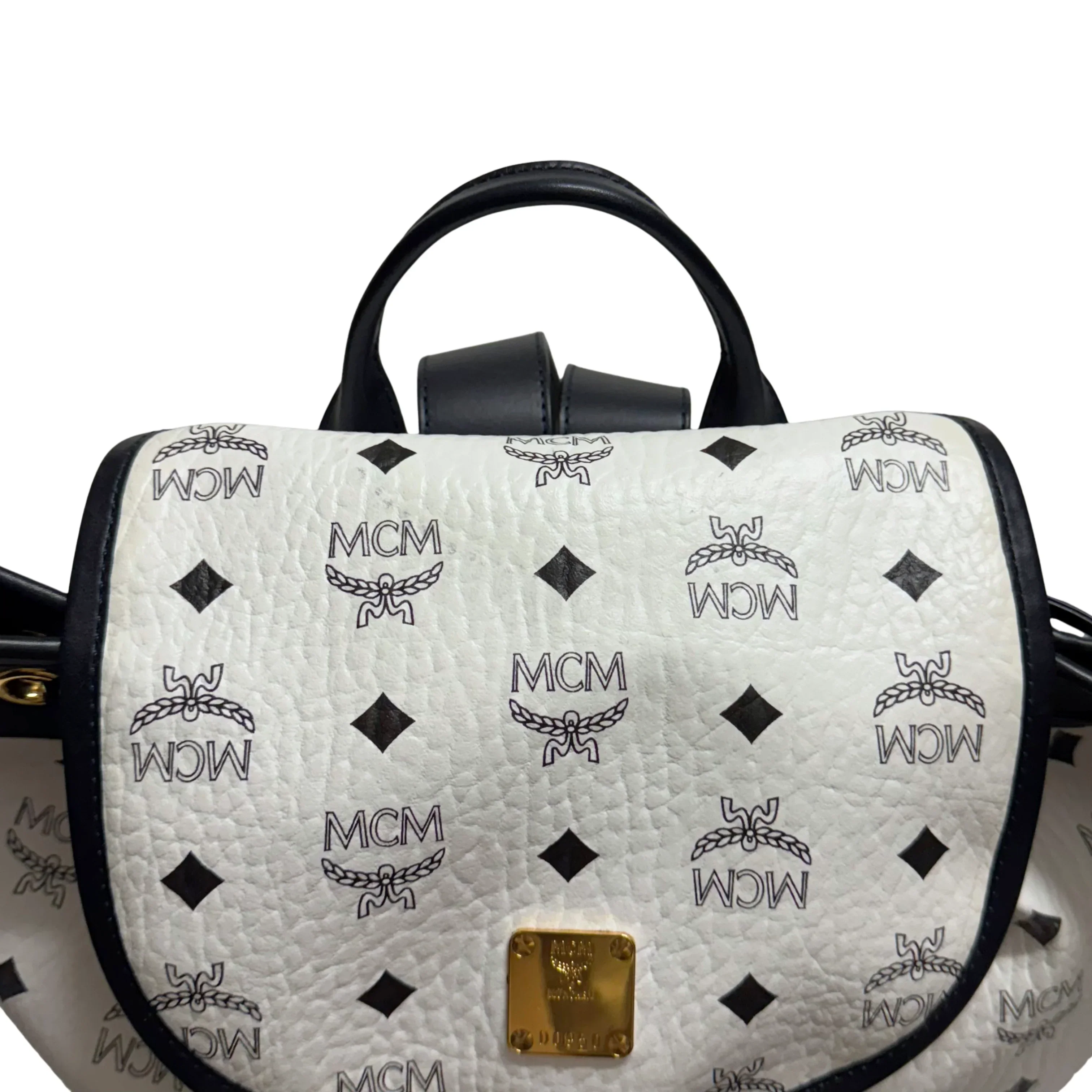MCM Heritage Drawstring Backpack White - Image 9