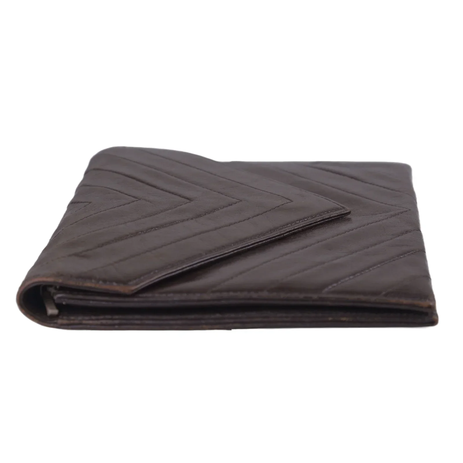 YSL Yves Saint Laurent Leather Clutch Bag Brown - Image 4