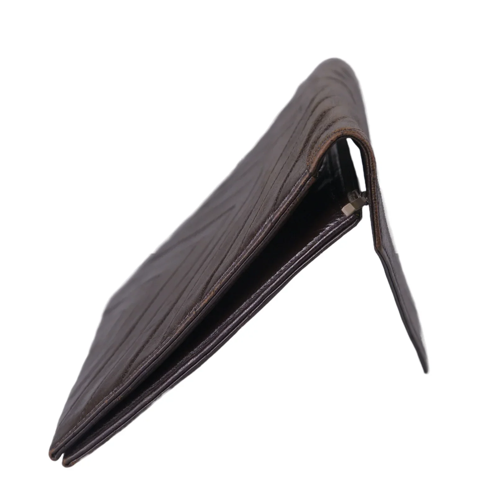 YSL Yves Saint Laurent Leather Clutch Bag Brown - Image 7